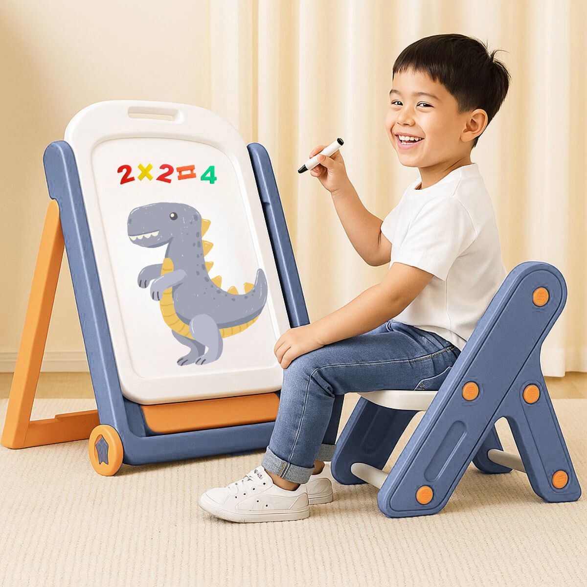 DoodleBuddy Drawing Board & Chair Set | With Storage Tray | Foldable | Age 2+