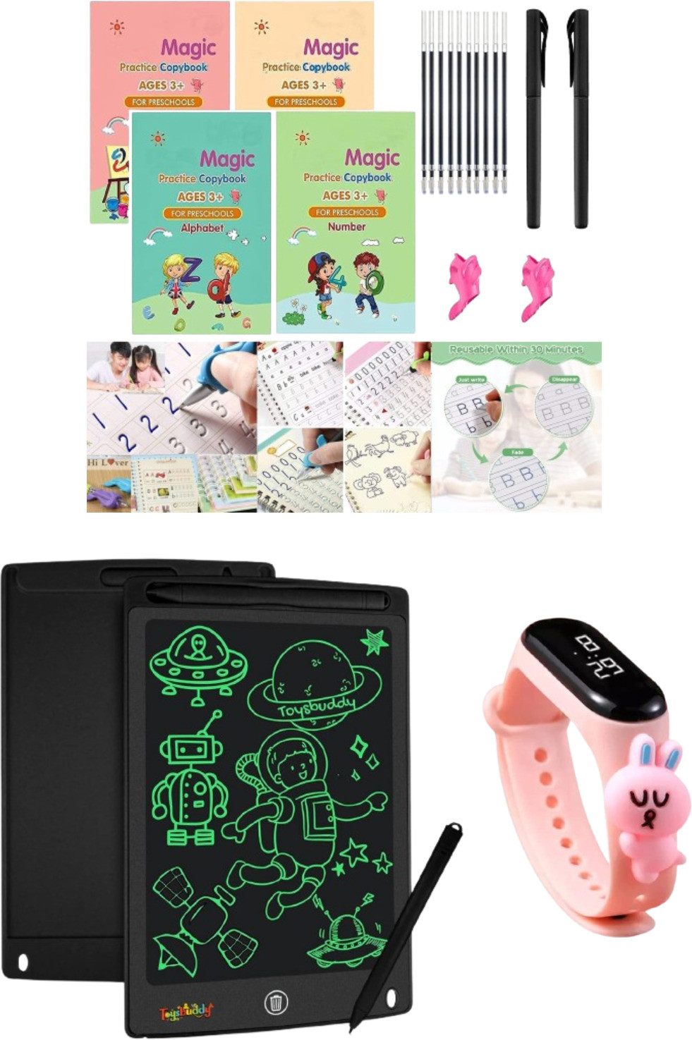 offtrot Practice Book for Kids Practice Combo with Smart Band & Writing LCD Pad image 1