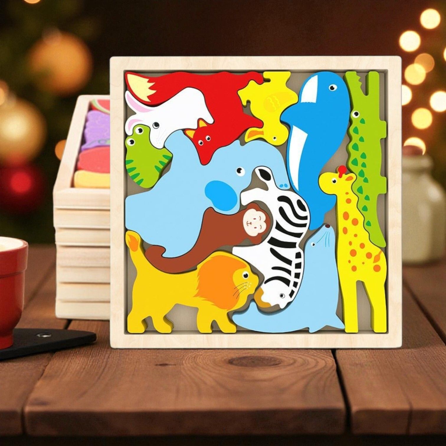 Multicolor Wooden Animal Puzzle – Fun & Educational Toy for Kids W31-image-29