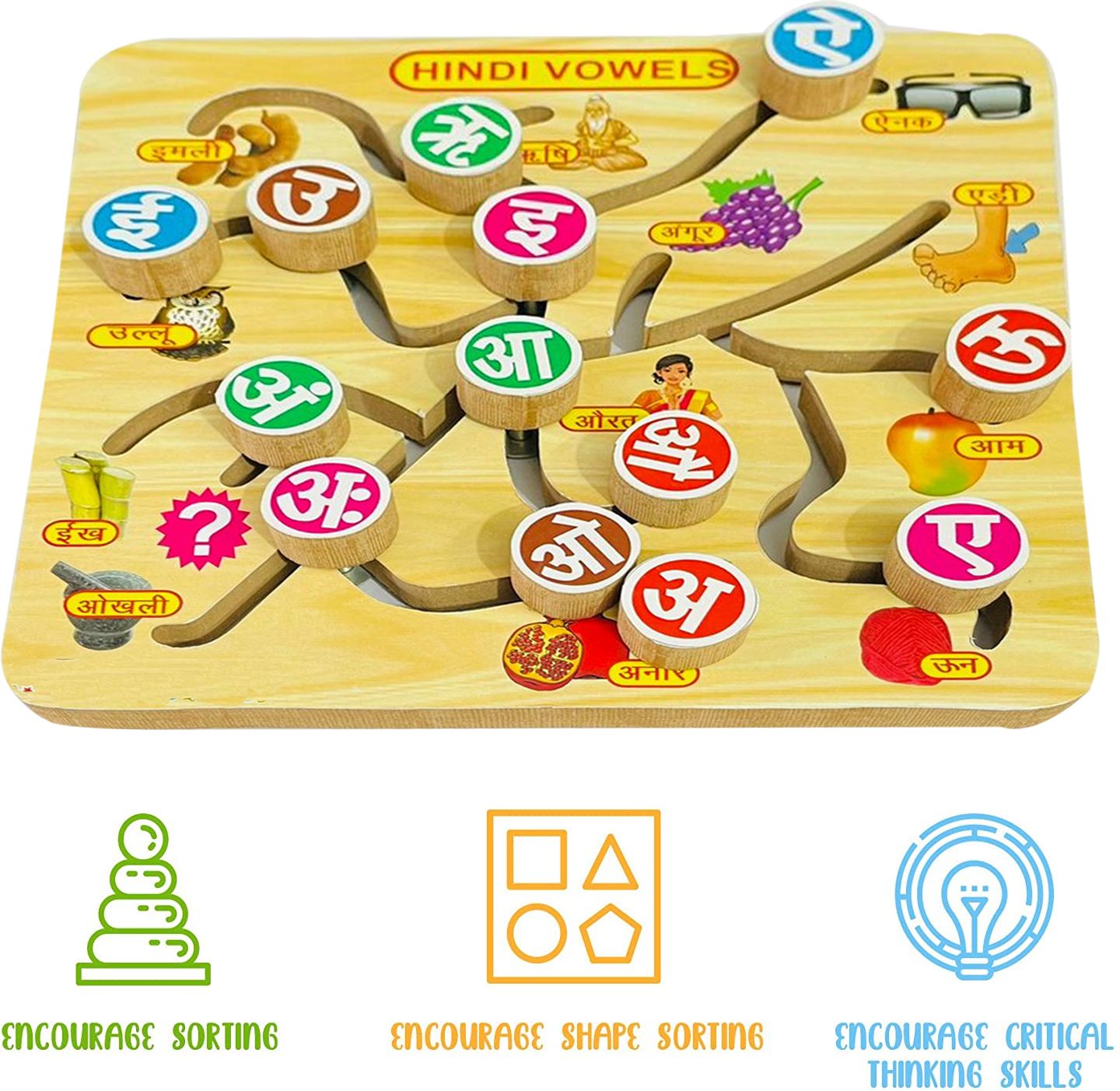 Wooden Missing Hindi Alphabet Maze Puzzle for Kids Maze Chase Board Games-image-43
