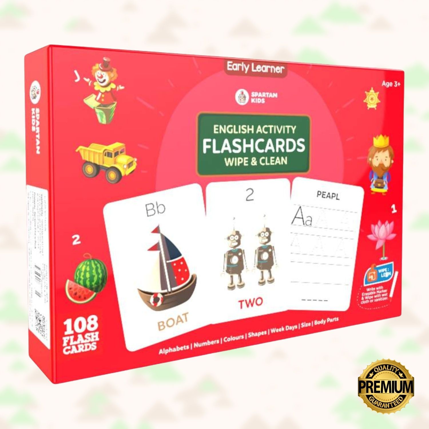 spartan kids Language Skills Flash Cards | 108 Reusable Wipe-Clean Activity Cards with Marker-picture-11