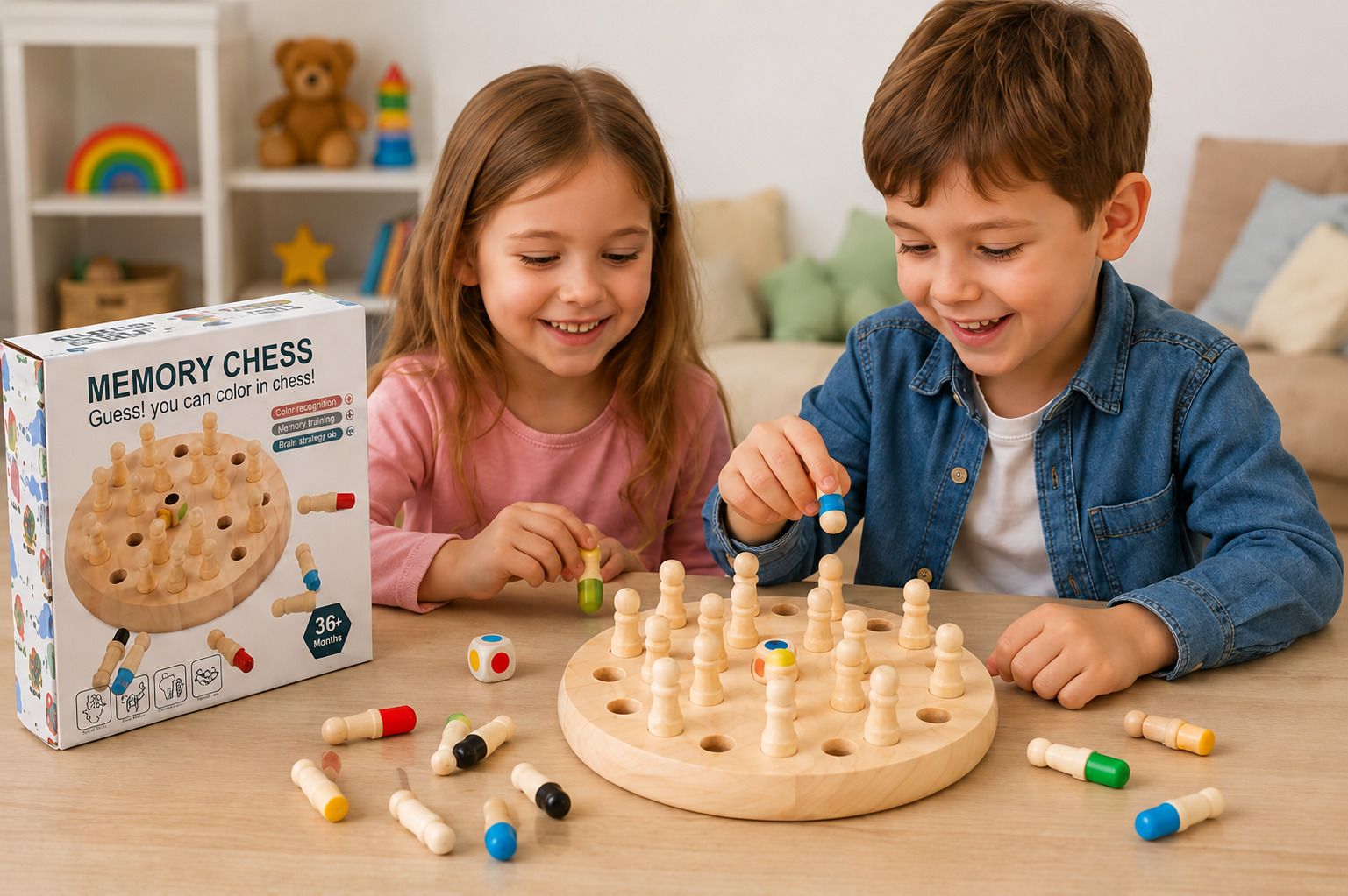 toys heaven Wooden Memory Chess Game Educational Board Games-picture-16