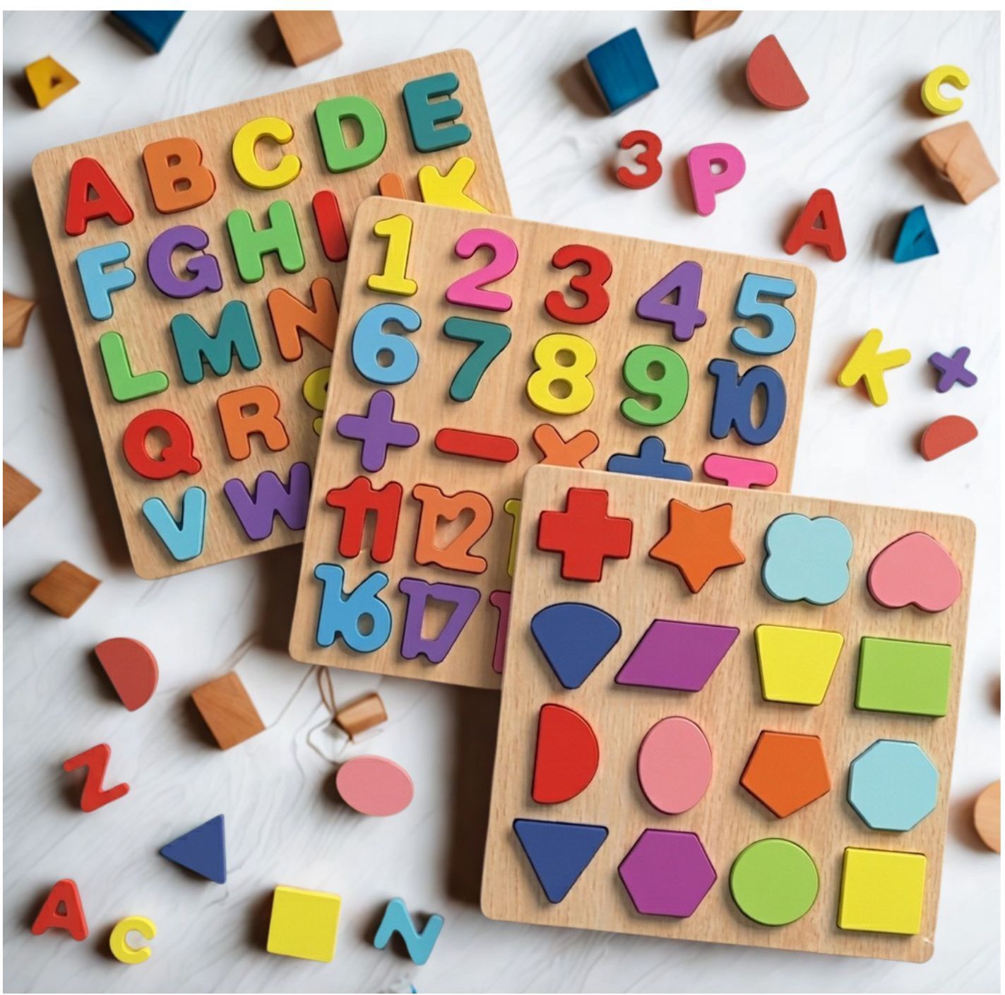 Educational Wooden Puzzle Board for Kids Alphabet Number Shape Activity M1S686-image-27