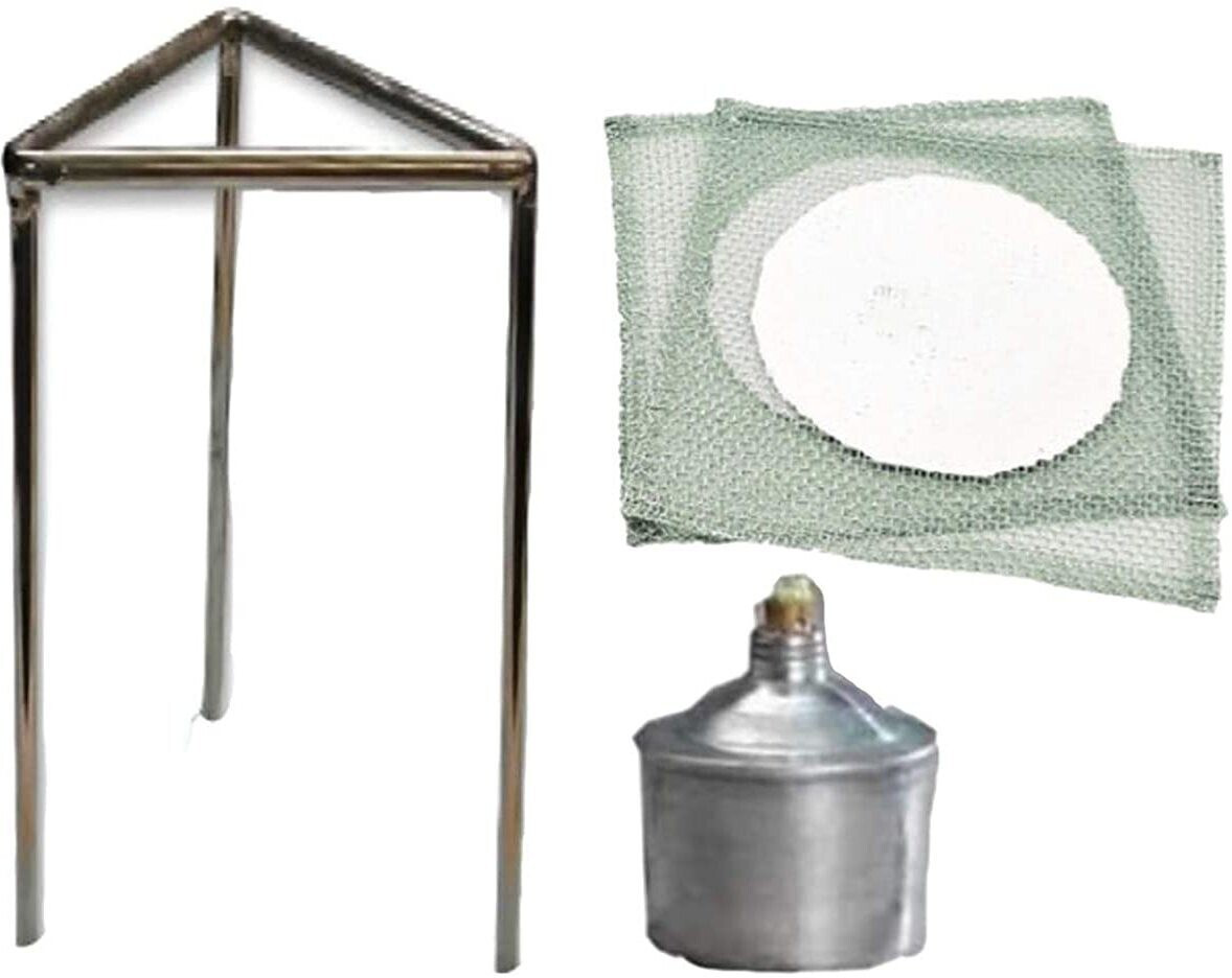 spylx Tripod stand, Wire gauge (2pcs.), Aluminium Spirit lamp (Combo of 4) for lab use and experiments image 1