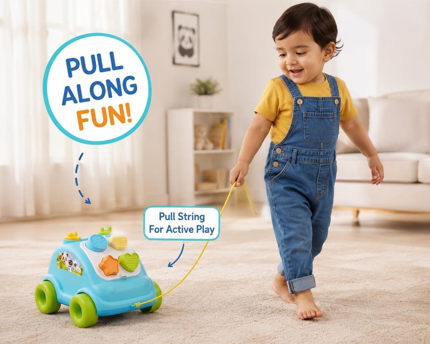 capers Premium Baby Pull Along Car Toy I Baby Bear Bus Car Toy For Kids 1+ Years-picture-44