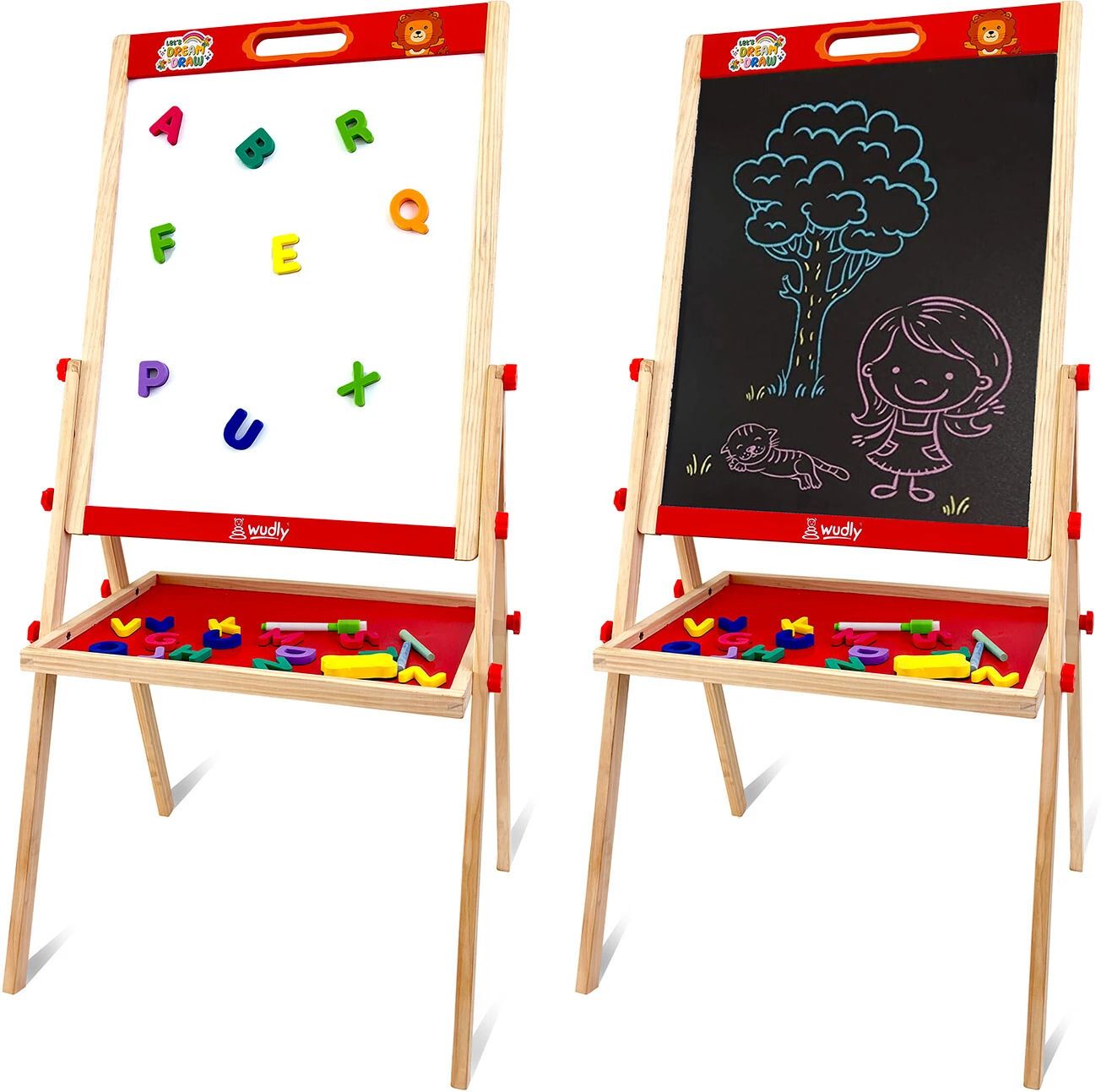 Wooden Drawing Board, Double-Sided Chalkboard and Whiteboard-image-30