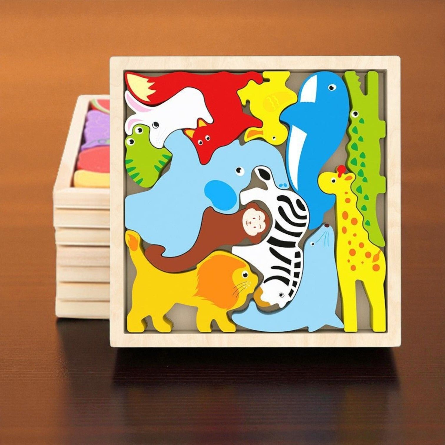 vhd Multicolor Wooden Animal Puzzle – Fun & Educational Toy for Kids W155-picture-47
