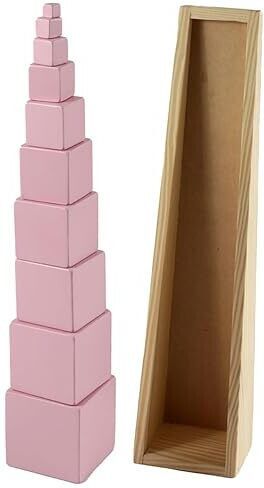 little ginnie Toys Montessori Material Sensory Pink Tower Educational Wooden Toys for Kids-picture-10