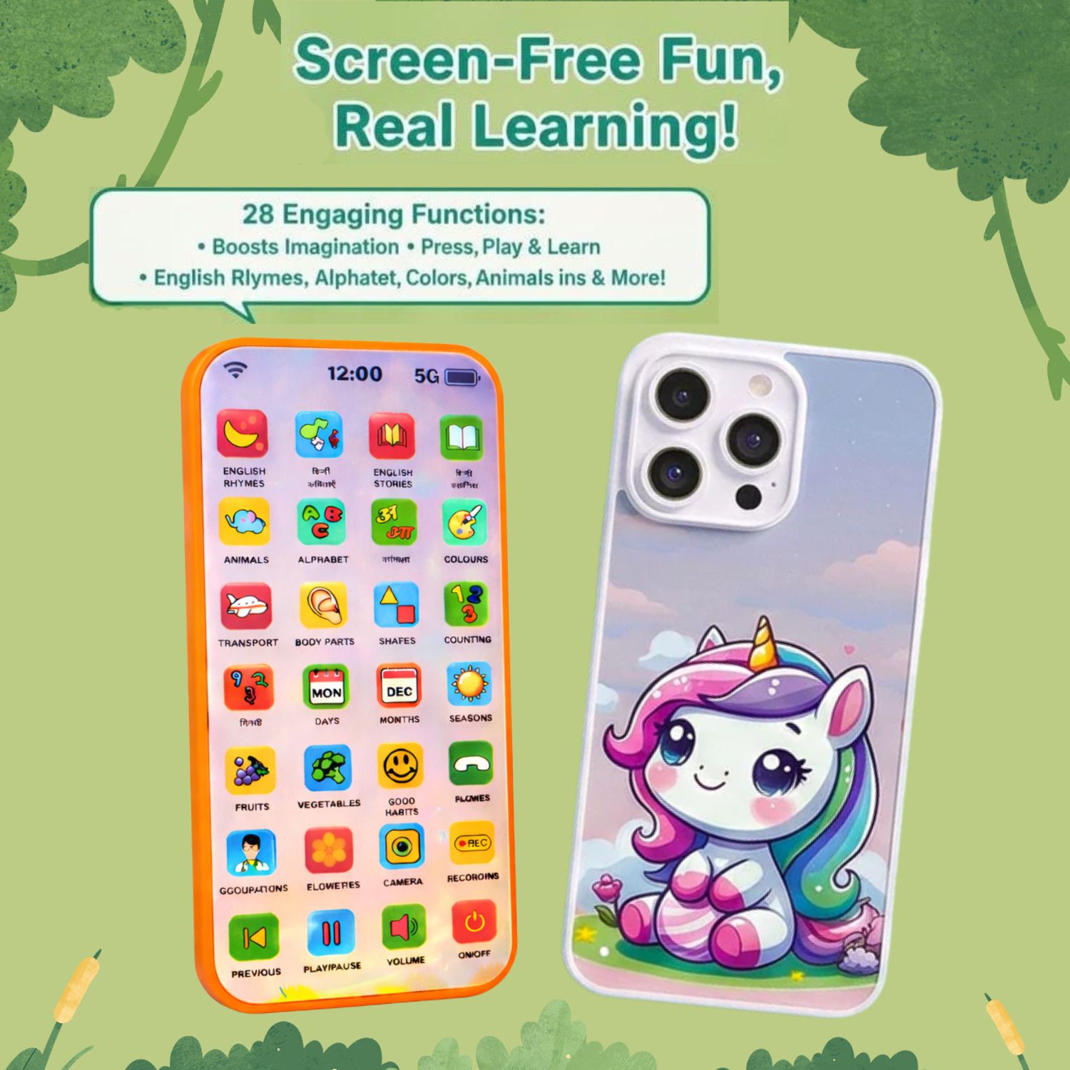 takhatmal Education Mobile Phone Toy with 28 Functions Hindi English Learning Toy for Kids-picture-14