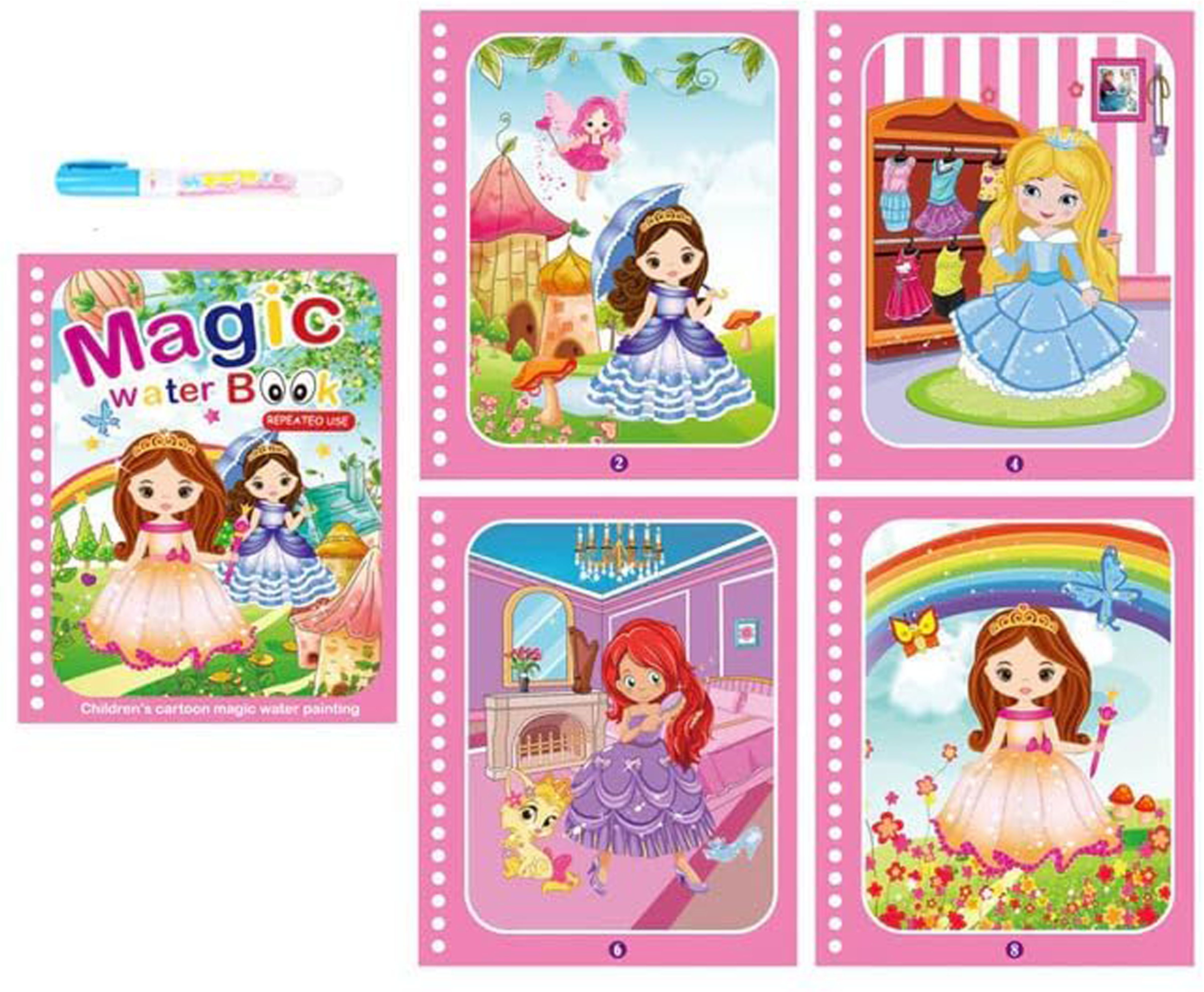 Magic Water Doodle Book for Kids | Reusable Water Colouring Drawing Pad with Pen-image-5