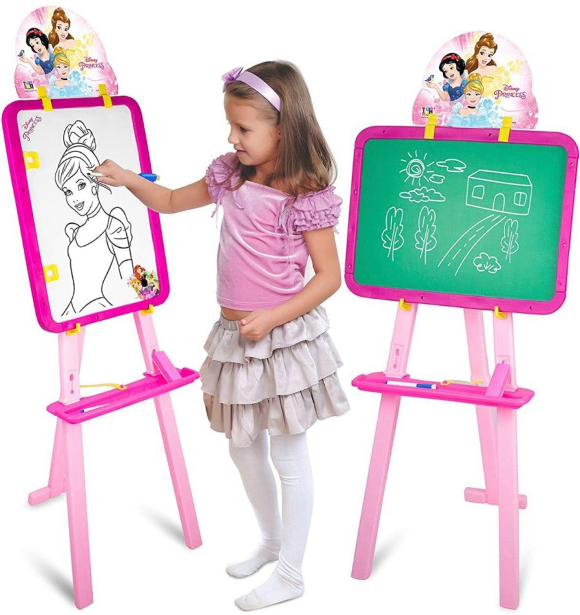 jayaansh traders 5 in 1 Dual Sided Princess Easel Board For Education Learning Activities ( Multi Functional White & Black Board )-picture-1