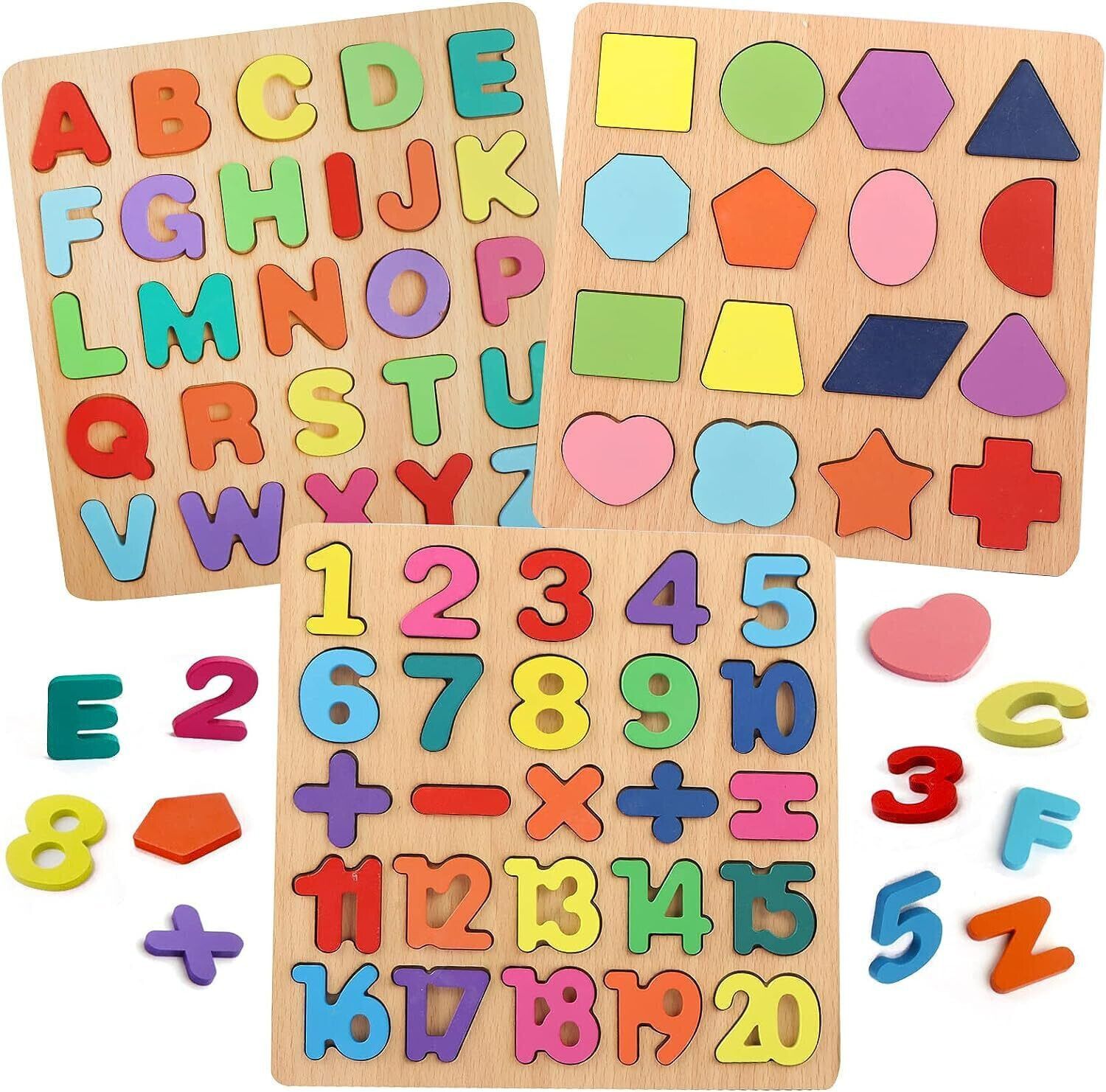 Wooden 3D Capital Alphabets, Numbers, and Shapes Board Puzzle Toy for Kids-image-18
