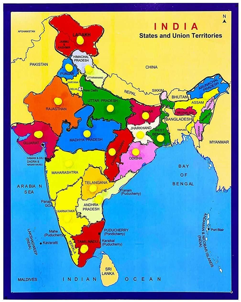 Wooden Jigsaw Puzzle India Map for Kids Learning-image-33