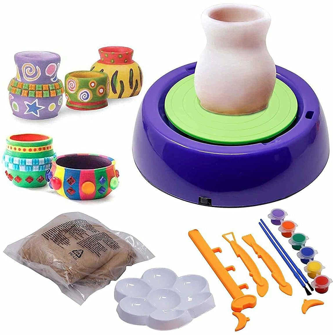 amaflip Pottery Wheel Set | Clay Pot Making Machine Game with Colors and Stencils-picture-17