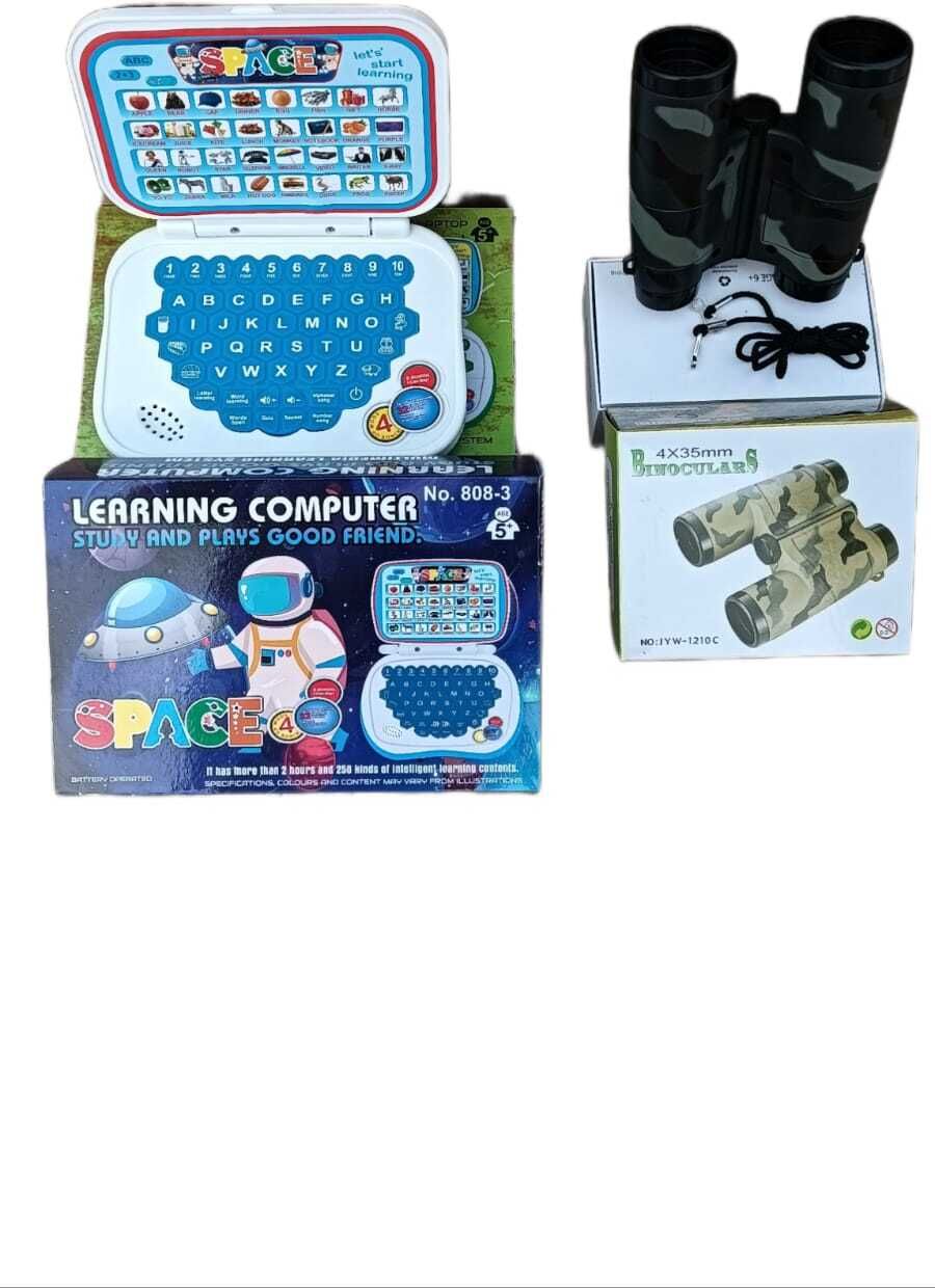 Combo Educational Mini Computer Laptop Toy & Army Style Binoculars Toy-image-8