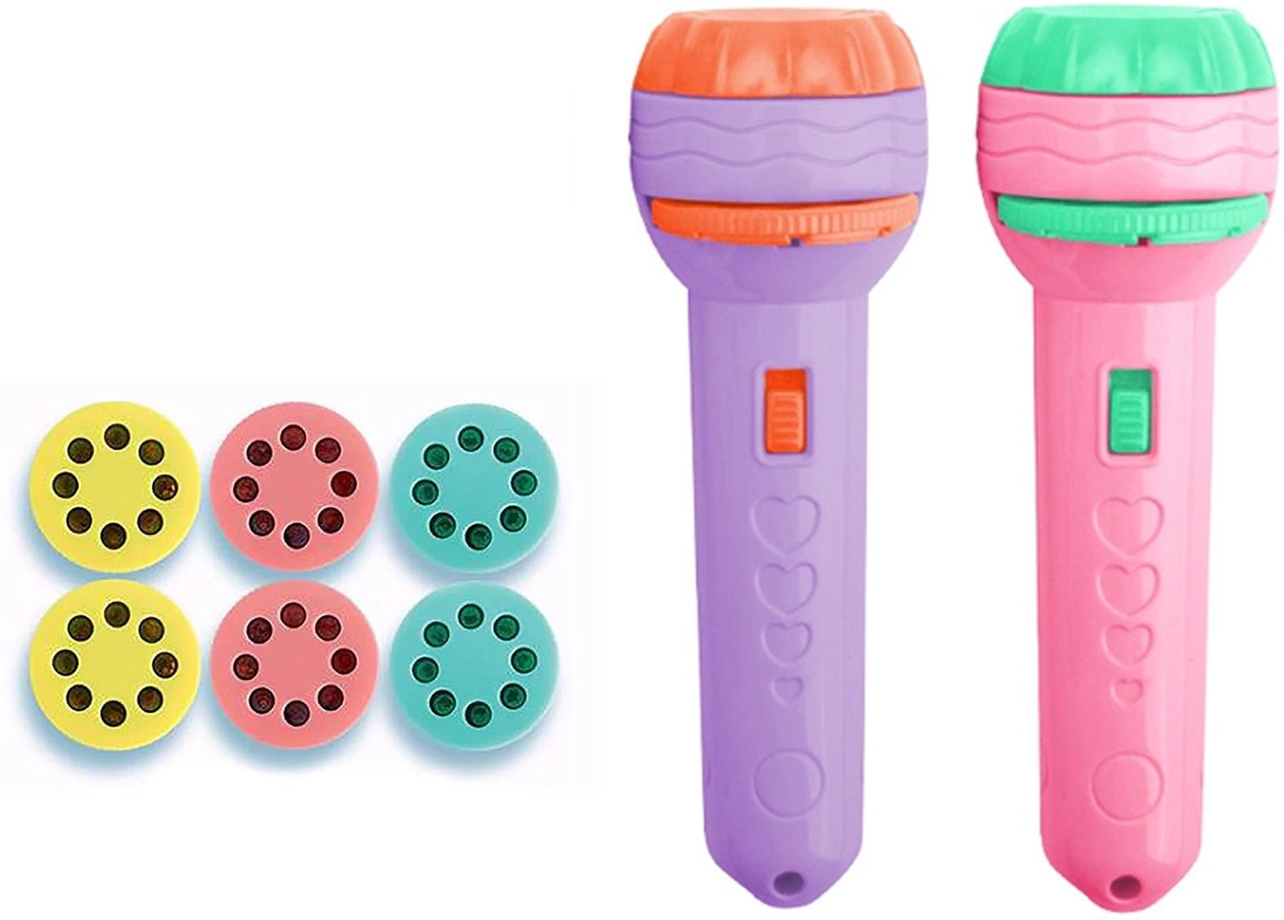 2 Pcs Projection Flashlight Torch & Projector, 6 Slides 48 Projections for 3+-image-1