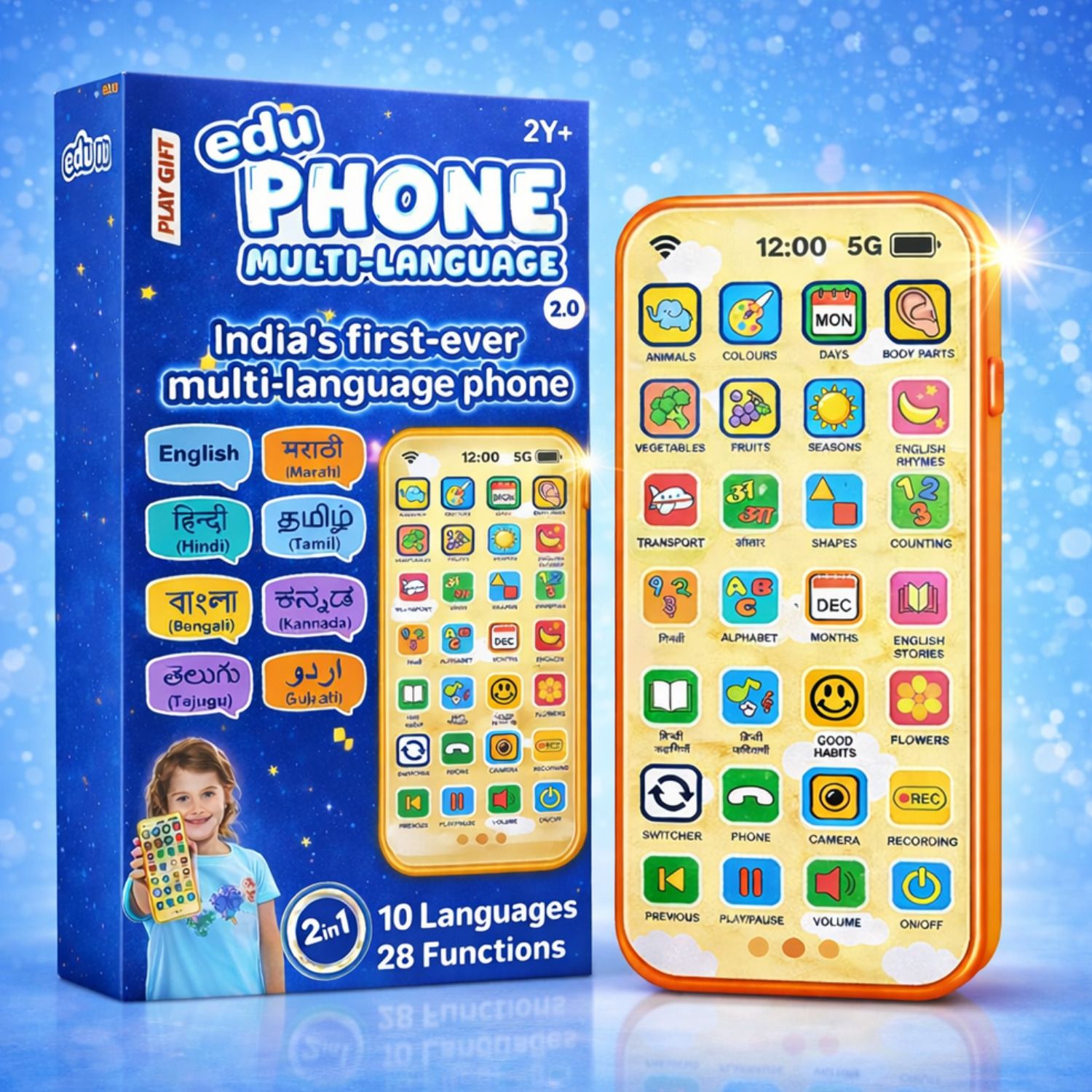 Early Education Mobile Phone Toy with 10 Language Learning Phone Toy for Kids