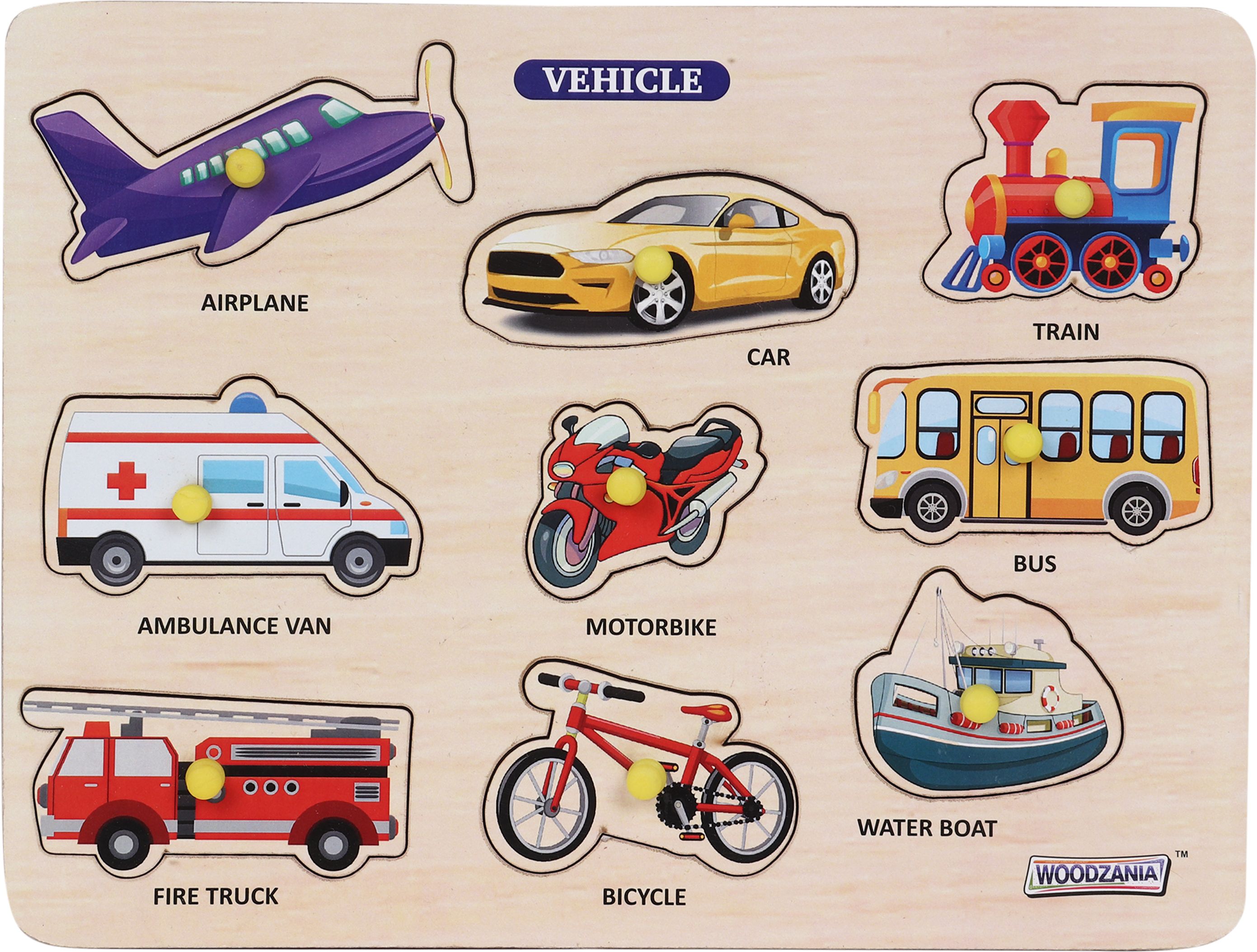 Wooden Vehicles Tray with Knob