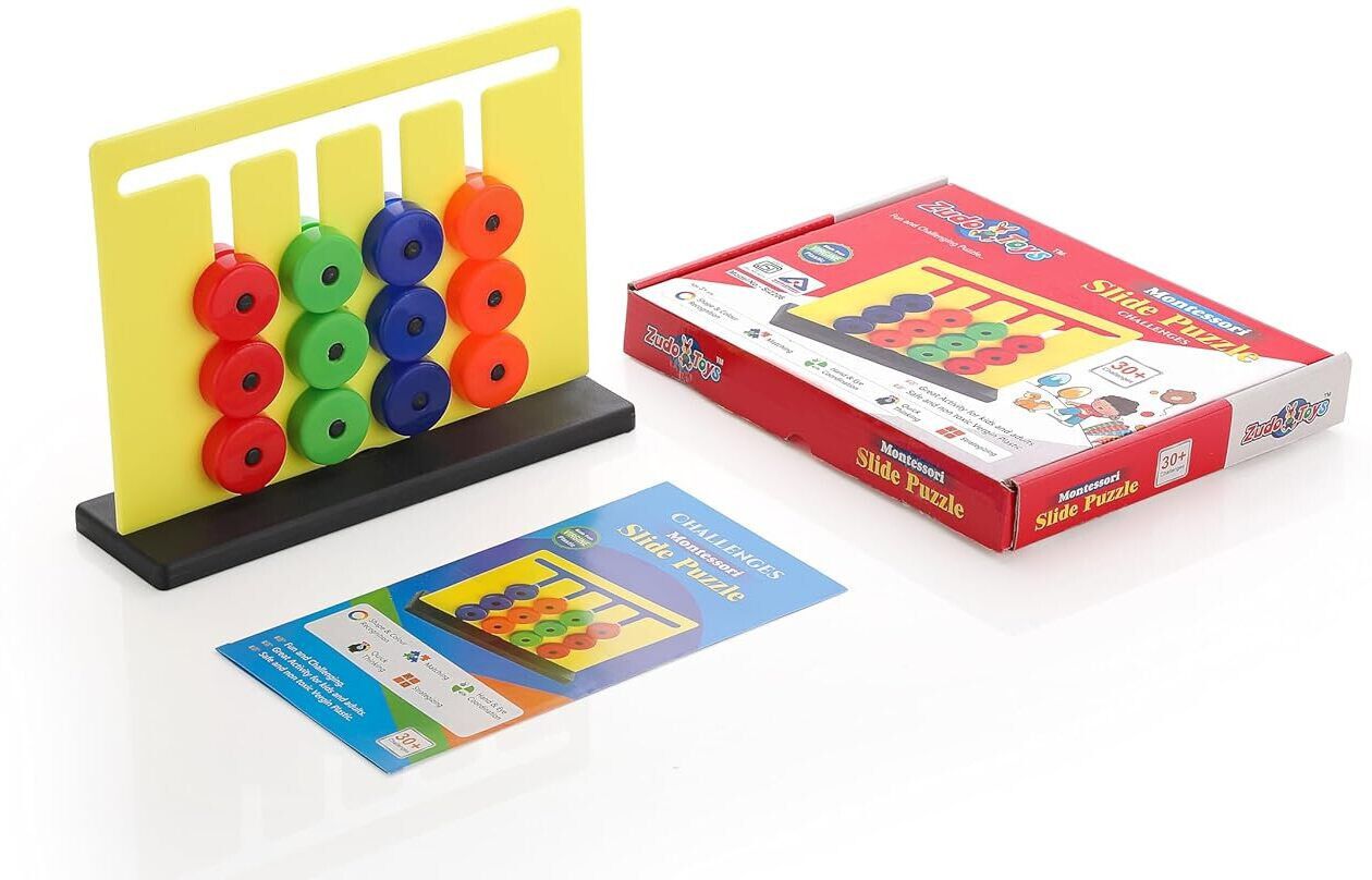 Montessori Slide Puzzles - Brain Game for Kids - 3 4 5 Year Baby Activity Toys
