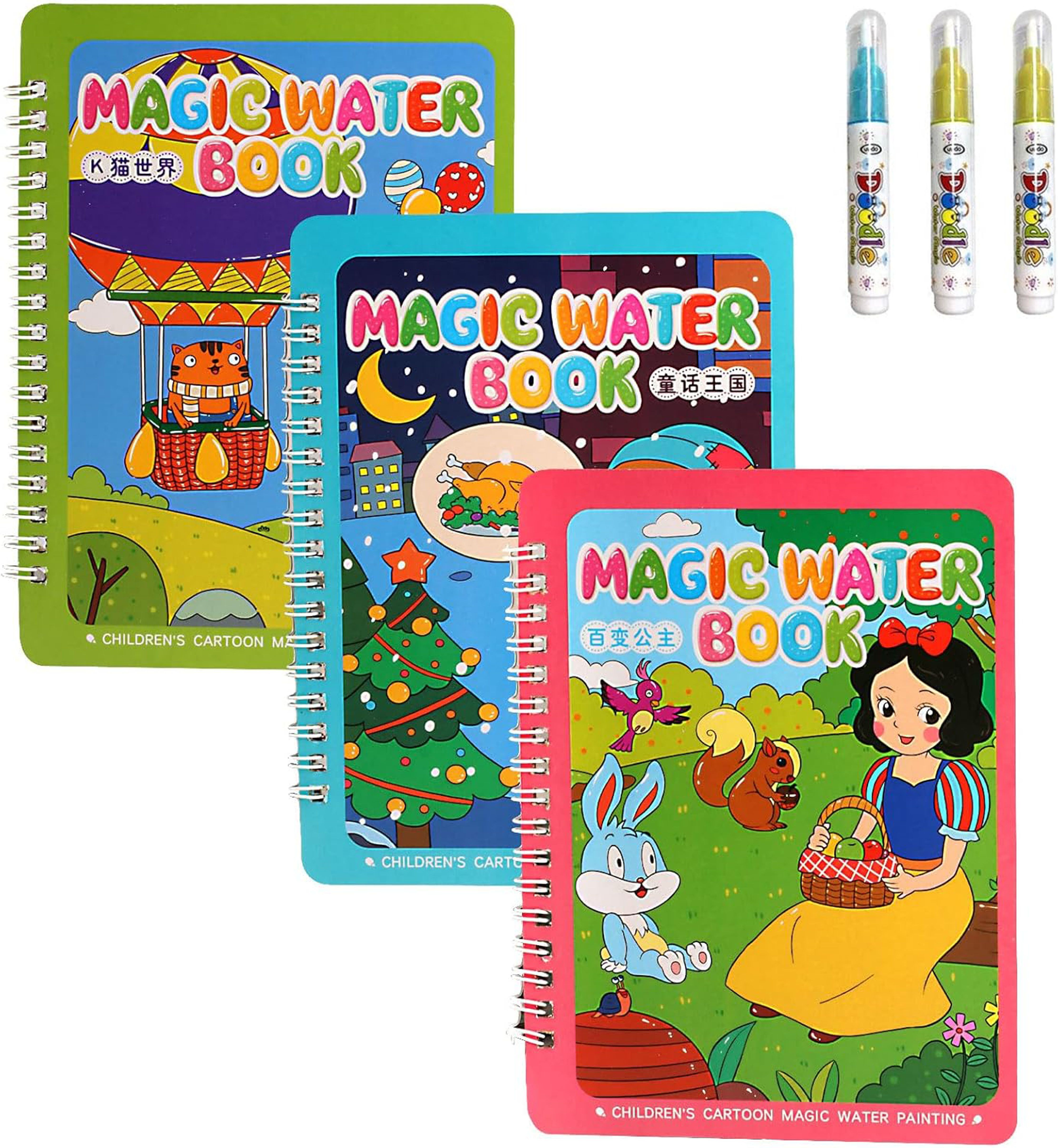 3Pcs Books for Kids - Mess Free Water Art Book for Toddlers Travel Activity Toys-image-24