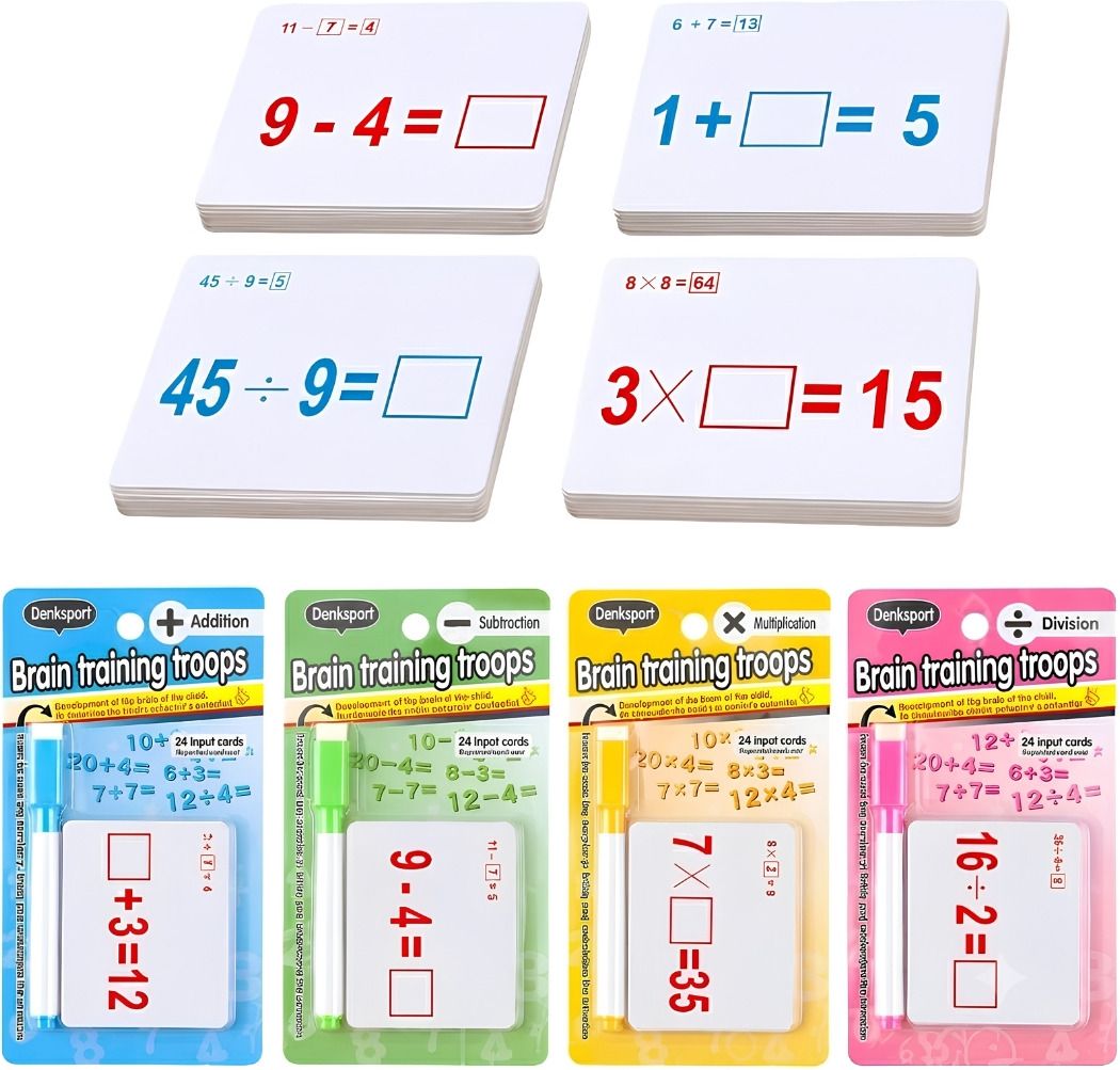 Math Learning Flash Cards – Reusable Dry Erase Montessori Cards Kids Toys N761-image-2