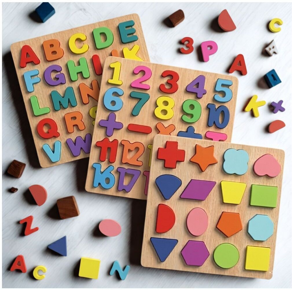 beauty bright 3 in 1 Wooden Puzzle Board for Kids Alphabet Number Shape Montessori Toy B1T733-picture-38