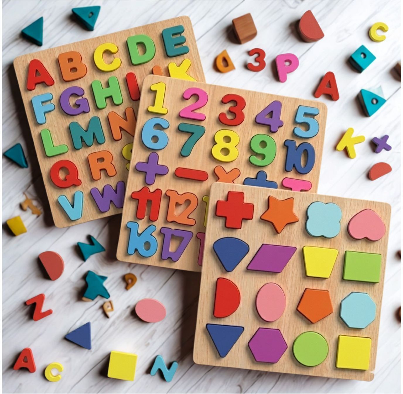 beauty bright Wooden Educational Puzzle Board Alphabet Number Shape Learning Toy Kids B1T703-picture-19