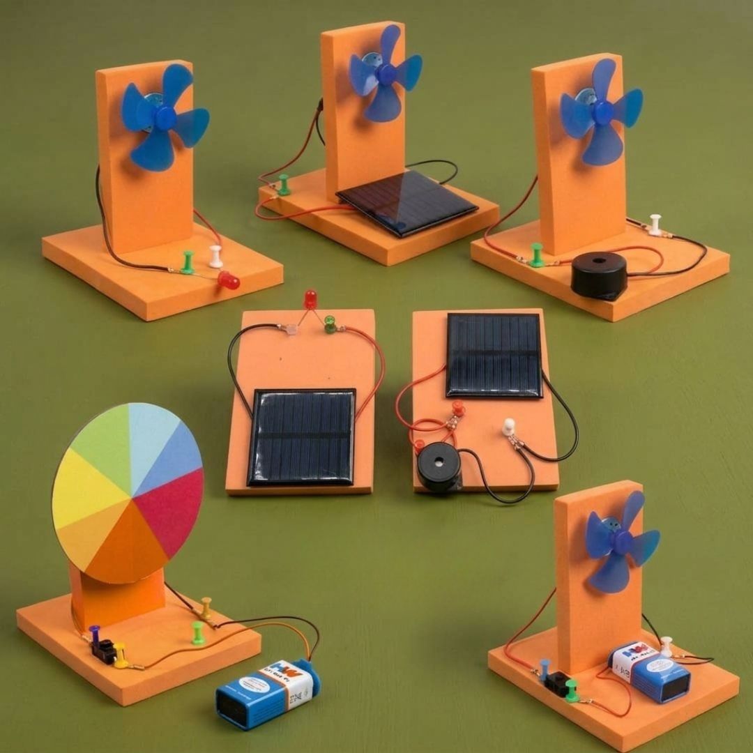 erhindia 7 in 1 DIY Solar Windmill Project Kit LED Newtons Disk STEM Working Model-picture-11
