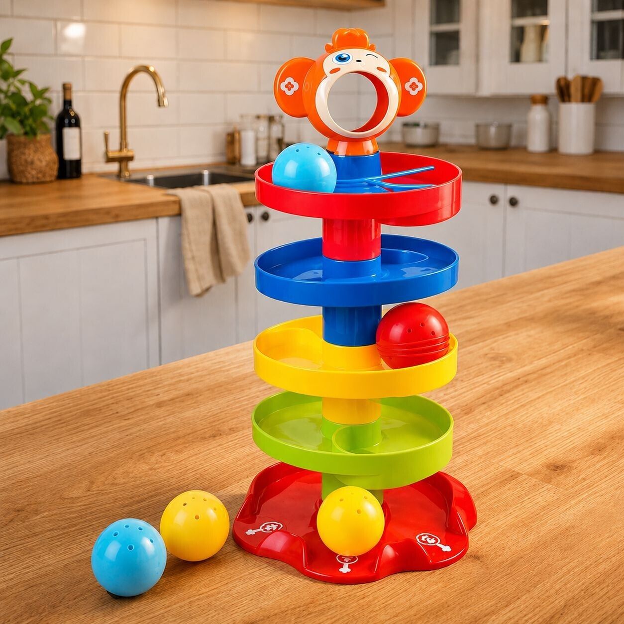 novexa MONKEY BALL DROP TOWER TRACK TOY FOR KIDS | COLORFUL ROLLING BALL PRESCHOOL TOY-picture-17