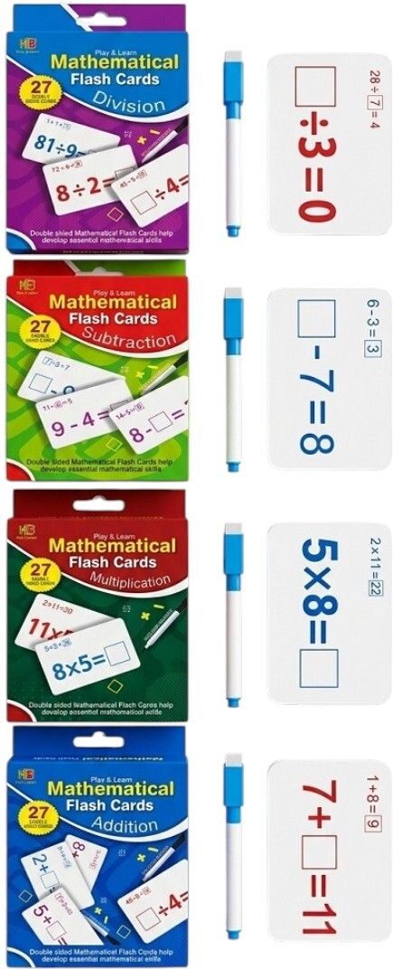 krystallosales Mathematical Flash Cards with Reusable Marker Pen | | 27 Cards per Pack-picture-23