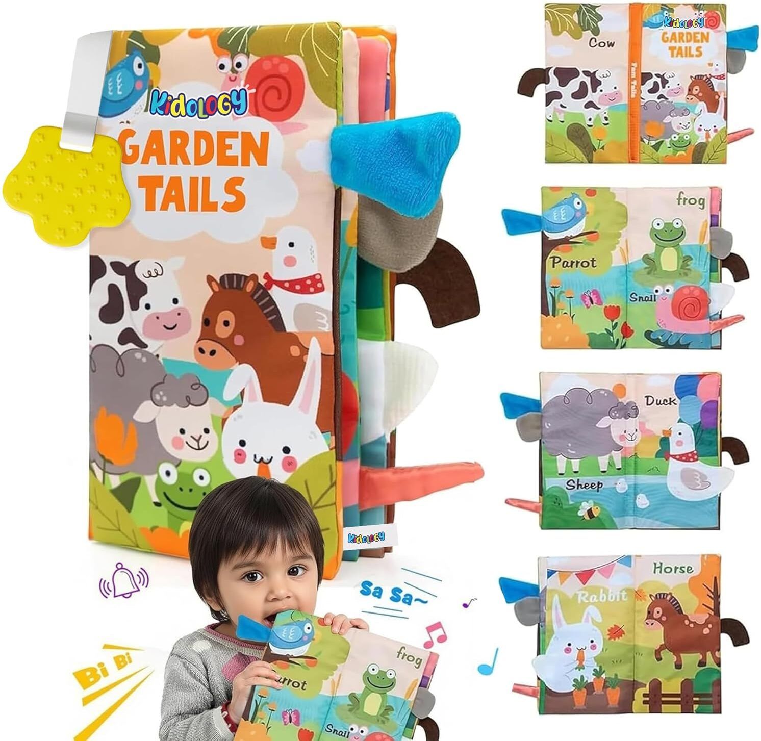kidology Garden Tails Cloth Book for Babies, Sensory Learning Toy 0-3Y-picture-19