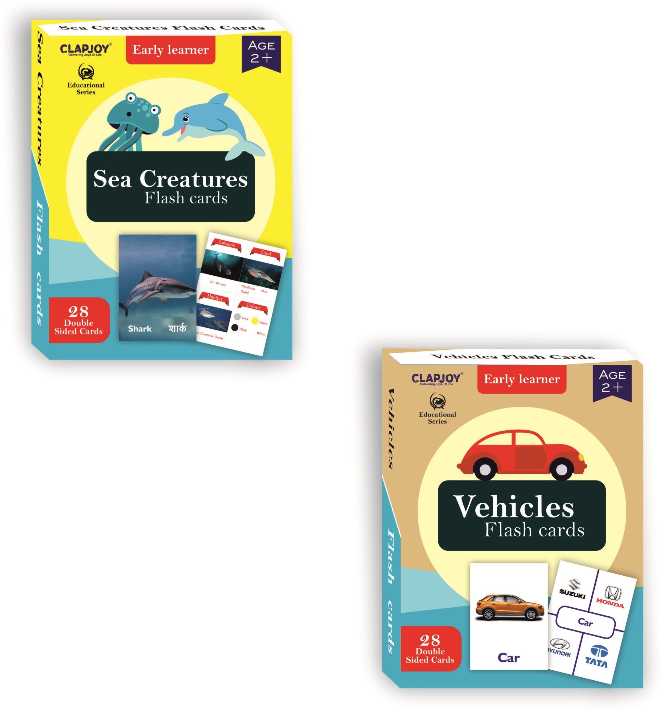 Vehicles and Sea Creatures Double Sided Flash Cards for Kids 2 year & above-image-11