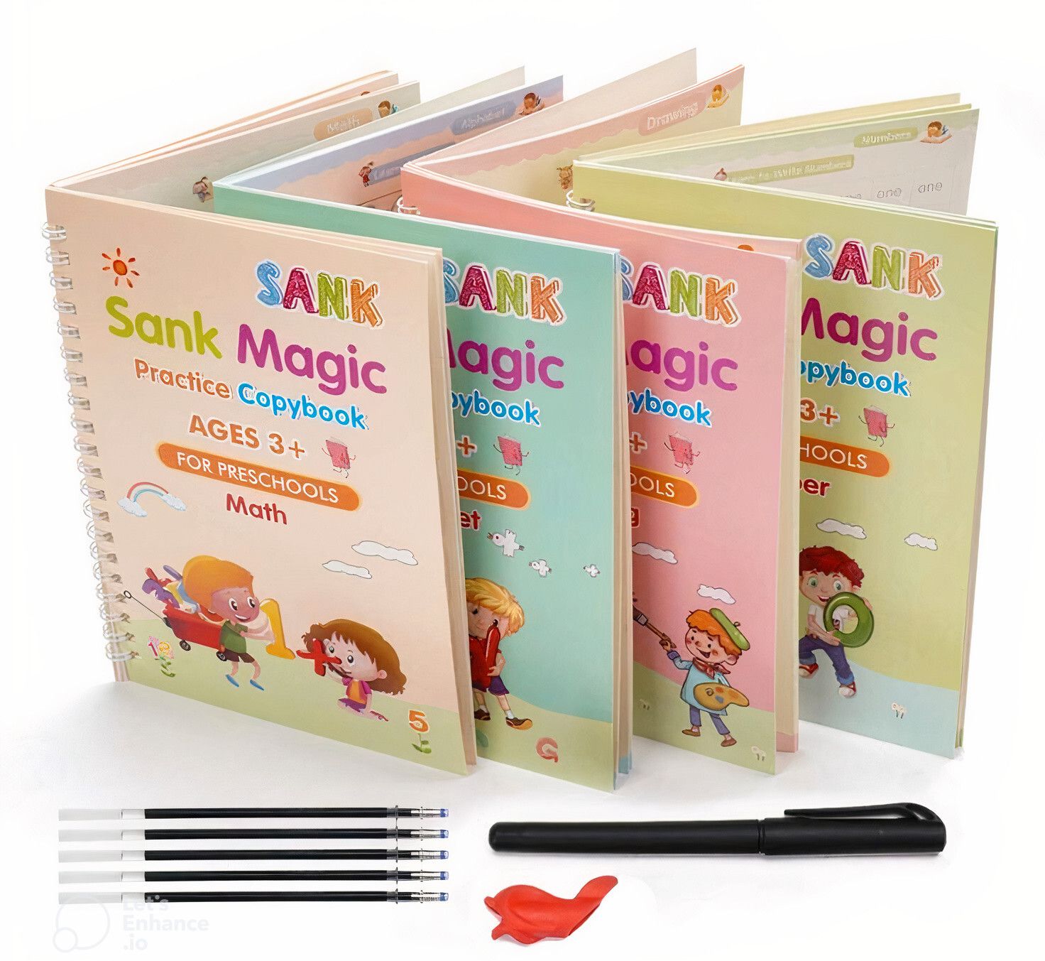 4 PCS Reusable Practice Copybook for Kids, Sank Magic Exercise Copybook-image-8