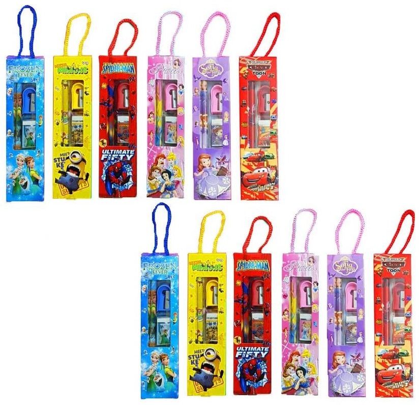 eclet 12 Pcs_Mix Design Small School Stationery Gift Set-Pencil/Scale/Eraser/Sharpener-picture-17