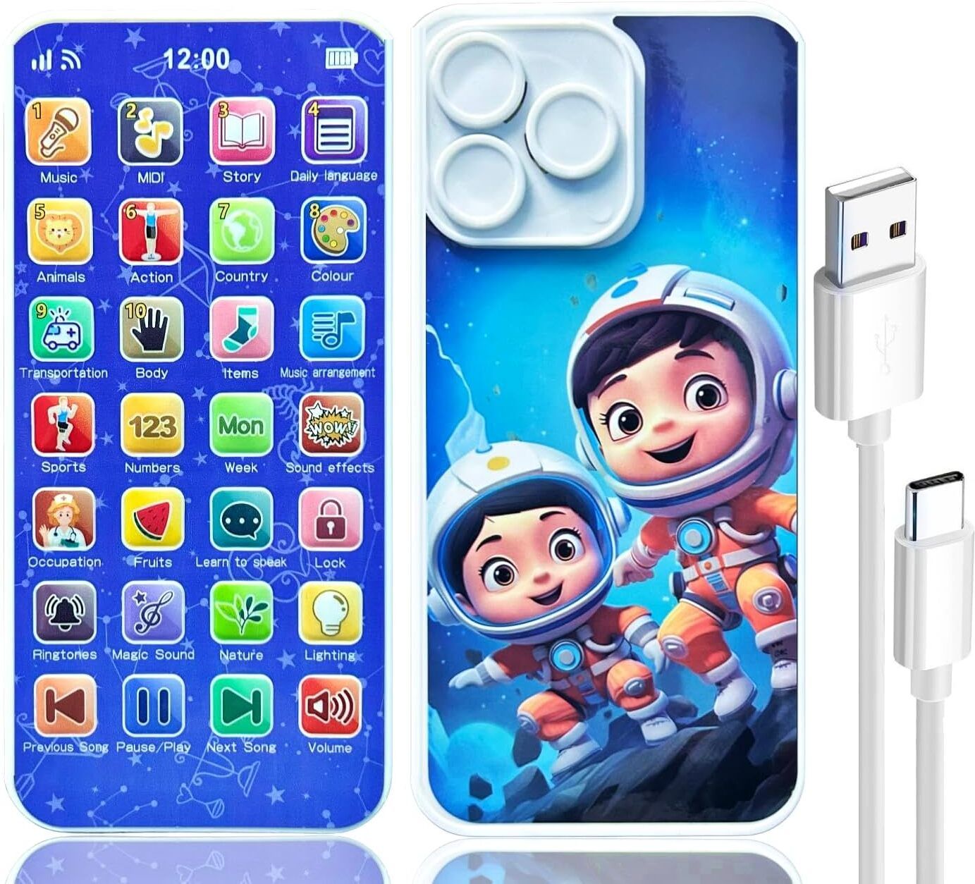 Educational Phone Toy for 2-12 Years Kids Rechargeable 24 Modes Music Functions-image-34
