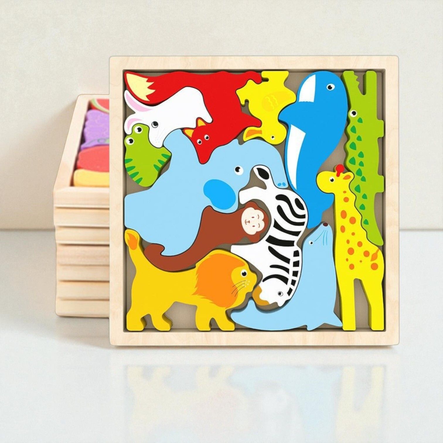 vhd Multicolor Wooden Animal Puzzle – Fun & Educational Toy for Kids W142-picture-39