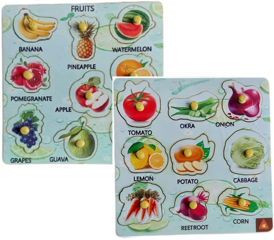 Wooden Fruits and Vegetables Puzzle Board for Kids-image-11
