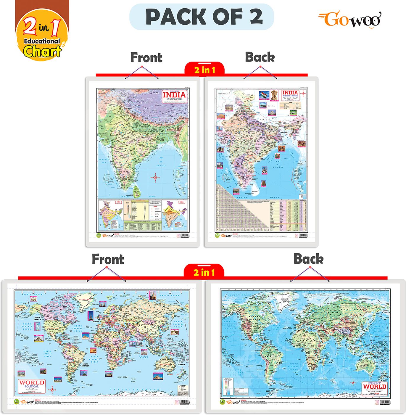 go woo Packof2|2IN1INDIAPOLITICAL&PHYSICAL MAP&WORLDPOLITICAL&PHYSICALMAPINENGLISHChart-picture-48