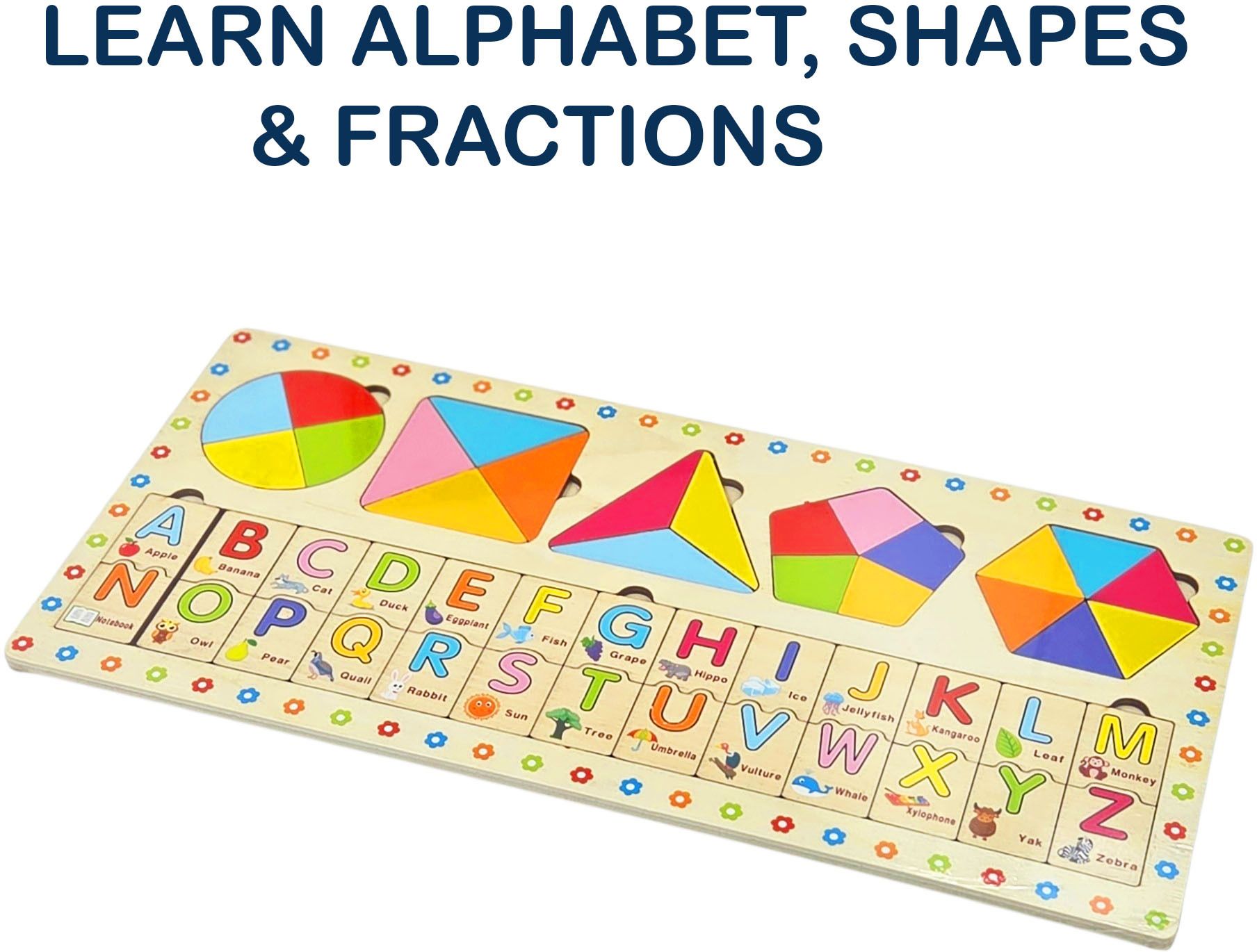poksi ABC Wooden Educational Puzzle Board with Shapes for Preschool Learning-picture-8