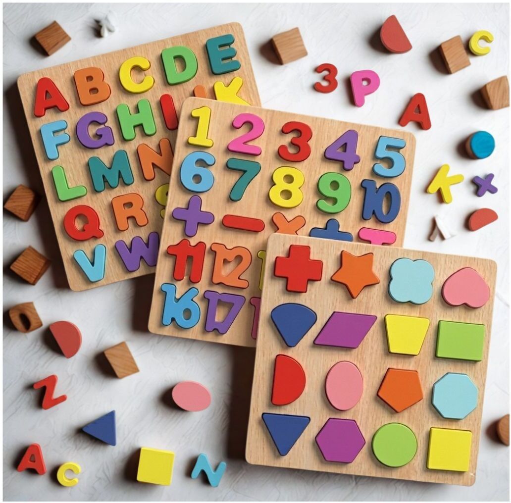 Educational Wooden Puzzle Board for Kids Alphabet Number Shape Activity M1S726-image-6