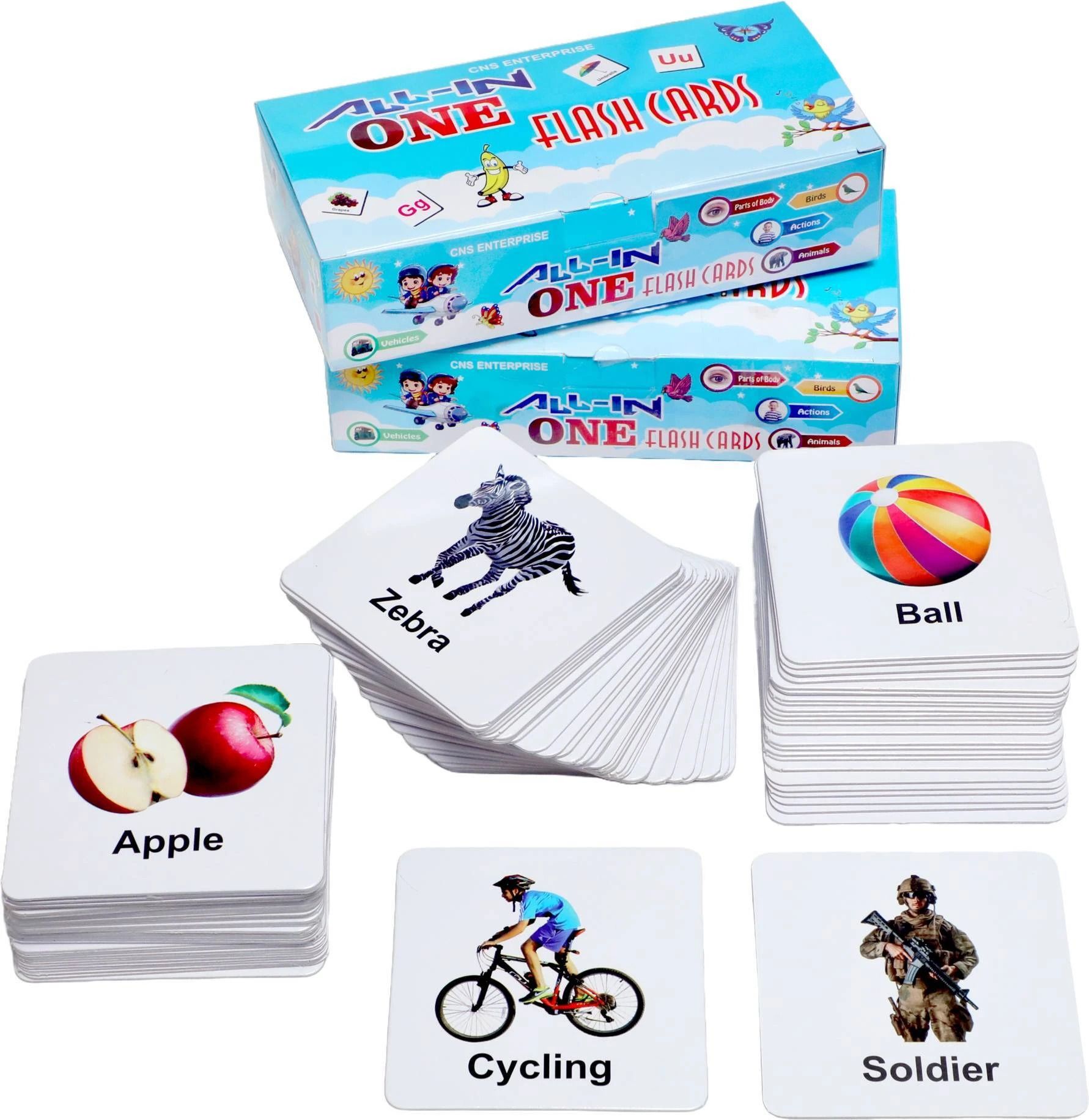 All in One Flash Cards for Kids (Non-Tearable flashcards - Water Proof)