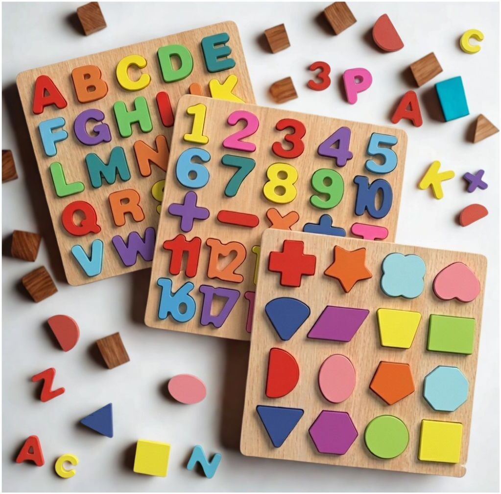 Wooden ABC Number Shape Puzzle Board Montessori Learning Toy for Kids M1S728-image-24