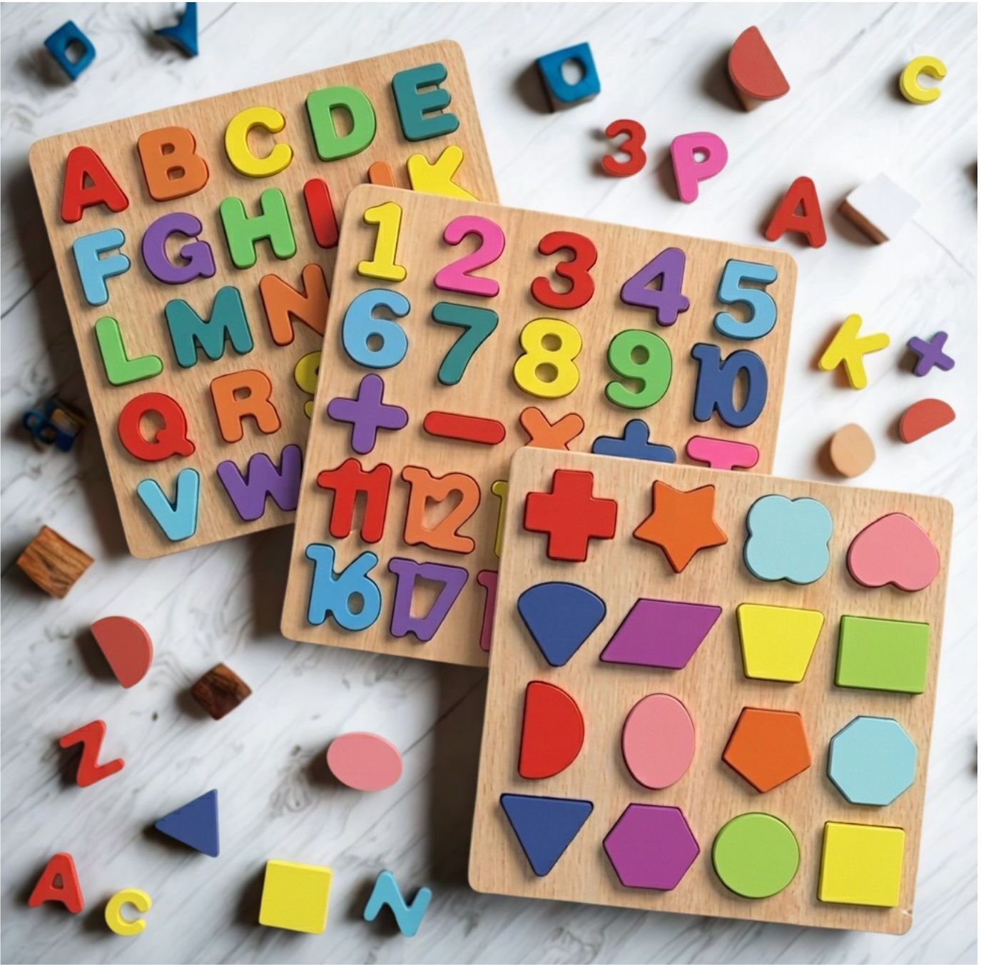 Educational Wooden Puzzle Board for Kids Alphabet Number Shape Activity M1S698-image-44