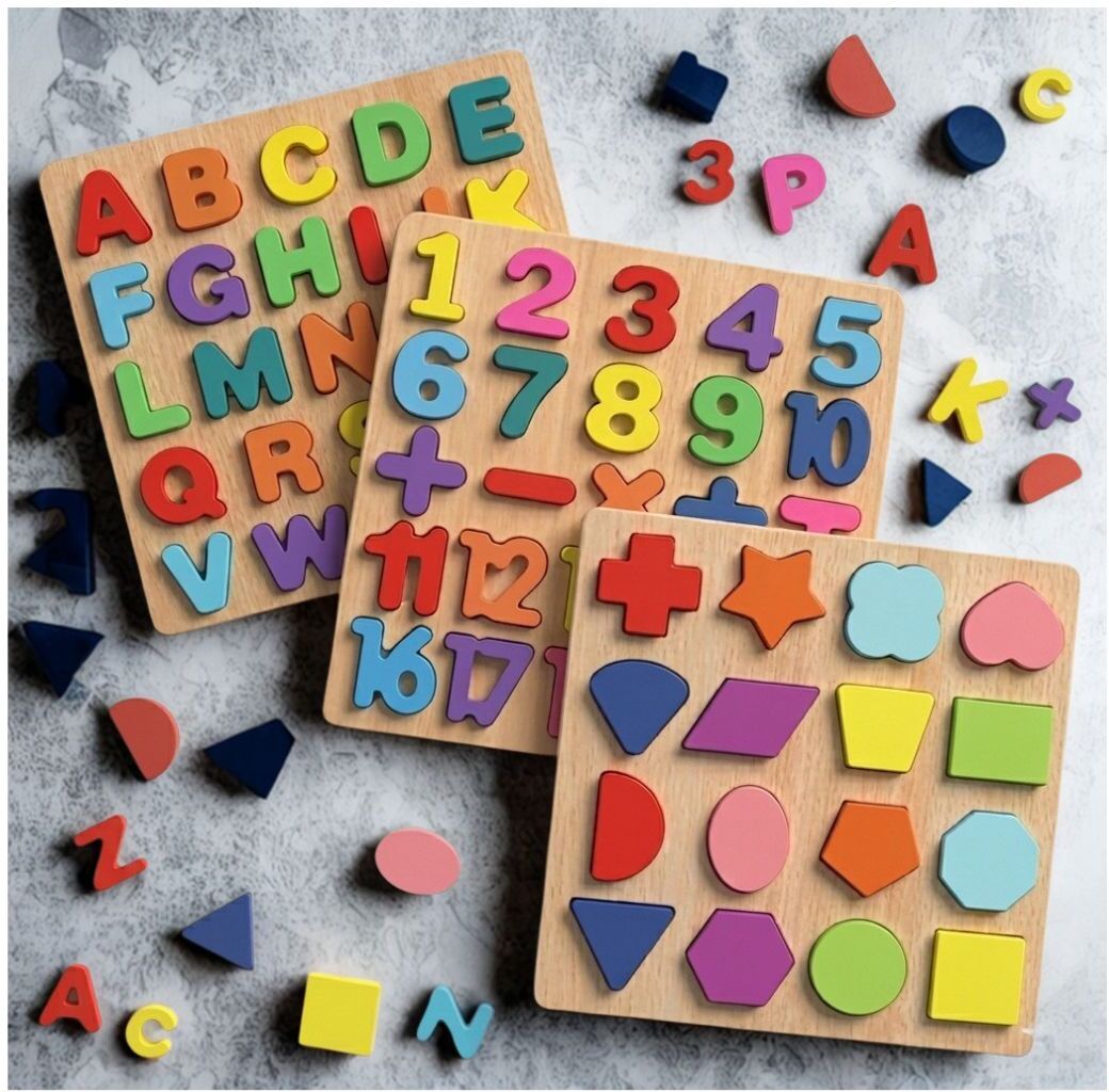 beauty bright Preschool Wooden Alphabet Number Shape Puzzle Board Learning Toy B1T722-picture-49