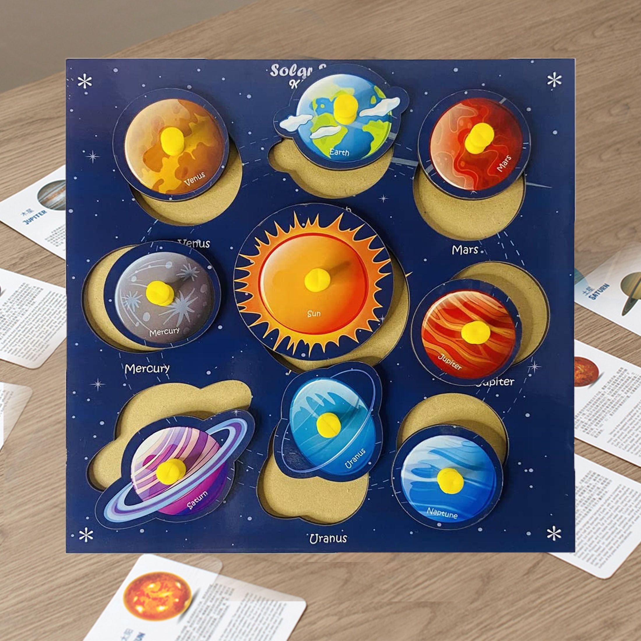 shalafi Montessori Educational Wooden Solar System Toys With Planet Outer Space-picture-5