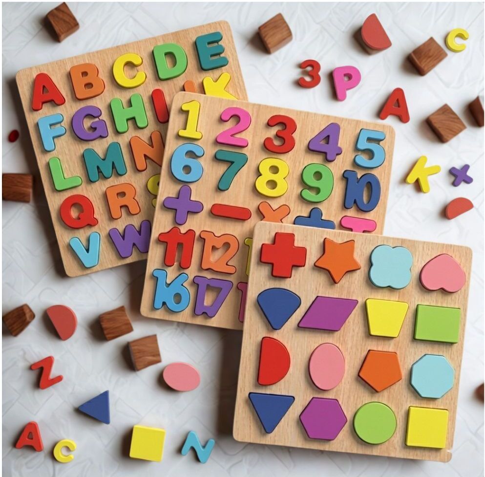 beauty bright Wooden ABCNumber Shape Puzzle Montessori Learning Board for Toddlers&Kids WD-564-picture-6