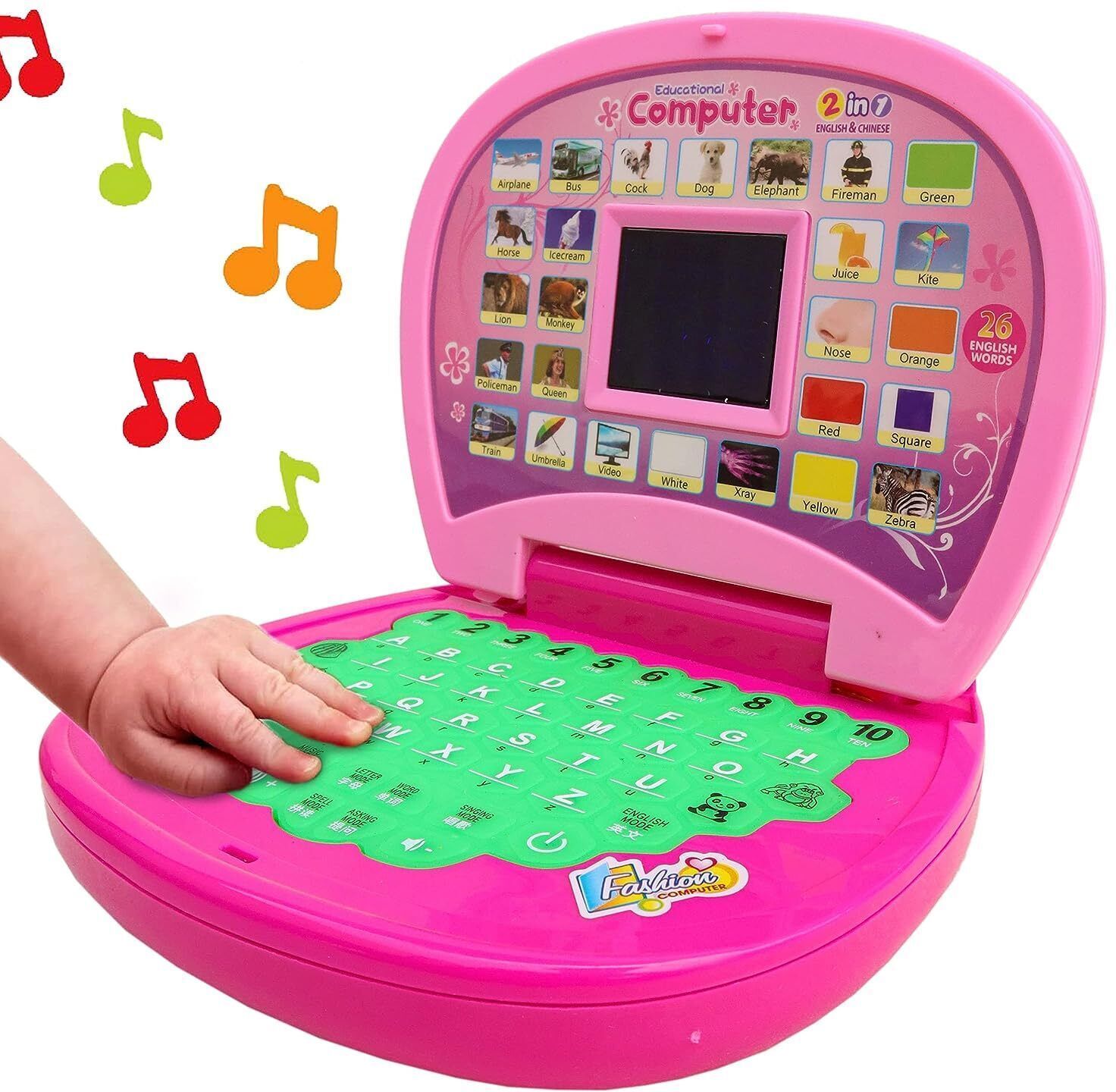 Cute Pink Mini Laptop English Learner Study Game Notebook Toy-C7-image-12
