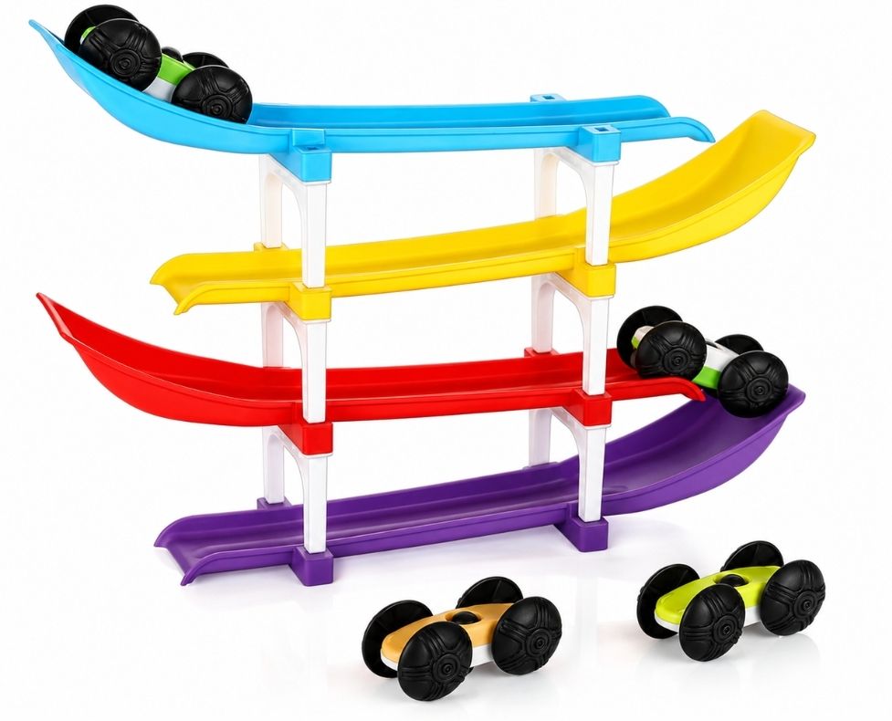 4-Level Racing Track Toy with 2 Mini Cars | Multi-Level Ramp Race Track-image-15