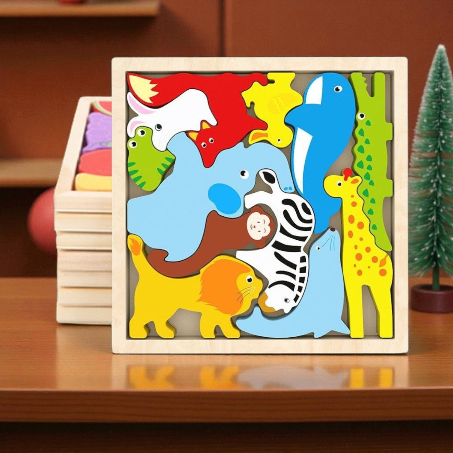 vhd Multicolor Wooden Animal Puzzle – Fun & Educational Toy for Kids W129-picture-10