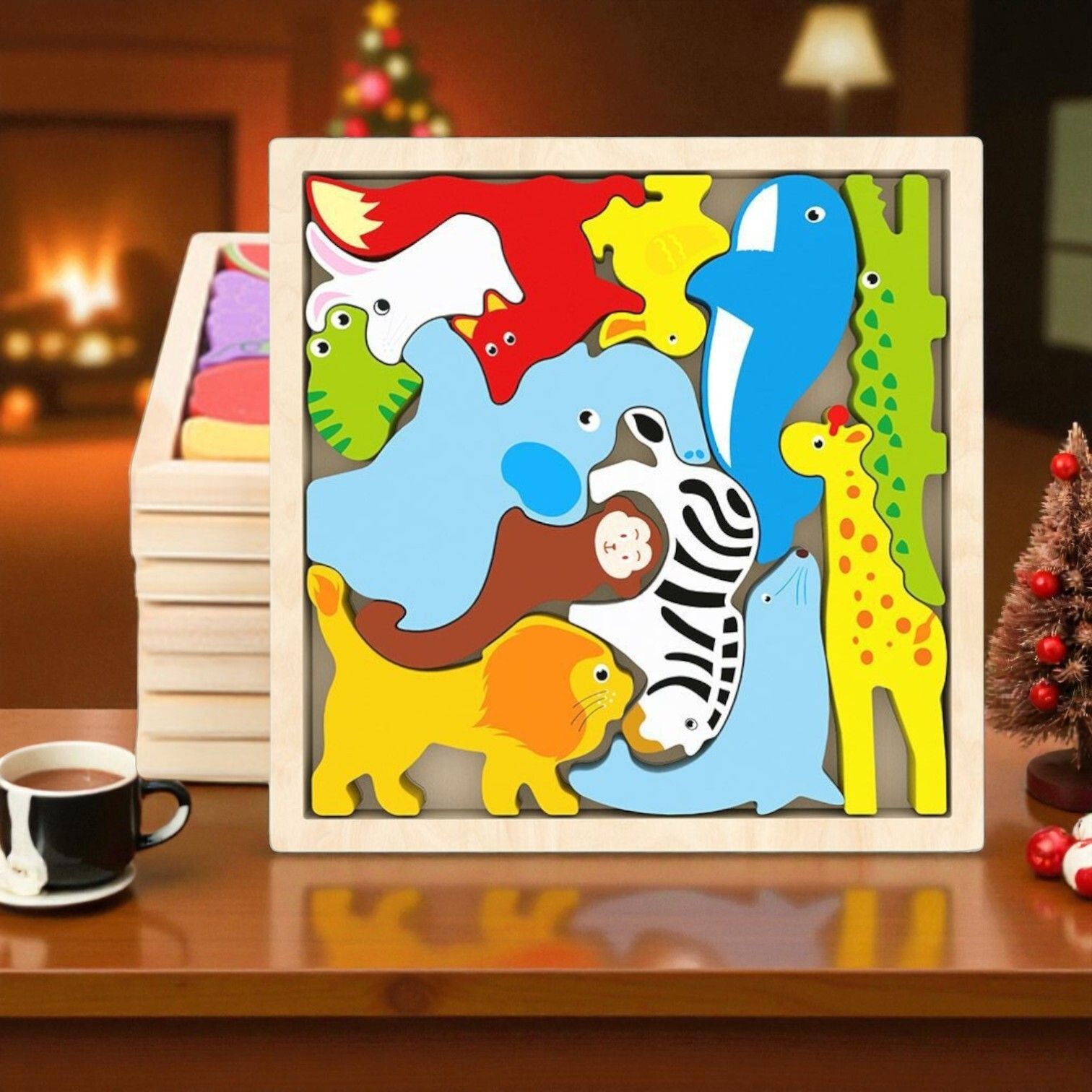 vhd Multicolor Wooden Animal Puzzle – Fun & Educational Toy for Kids W94-picture-11
